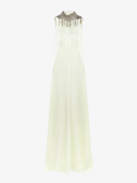 sachin and babi light blue dress Women's Chain Mail Embroidery Evening Dress in Cream