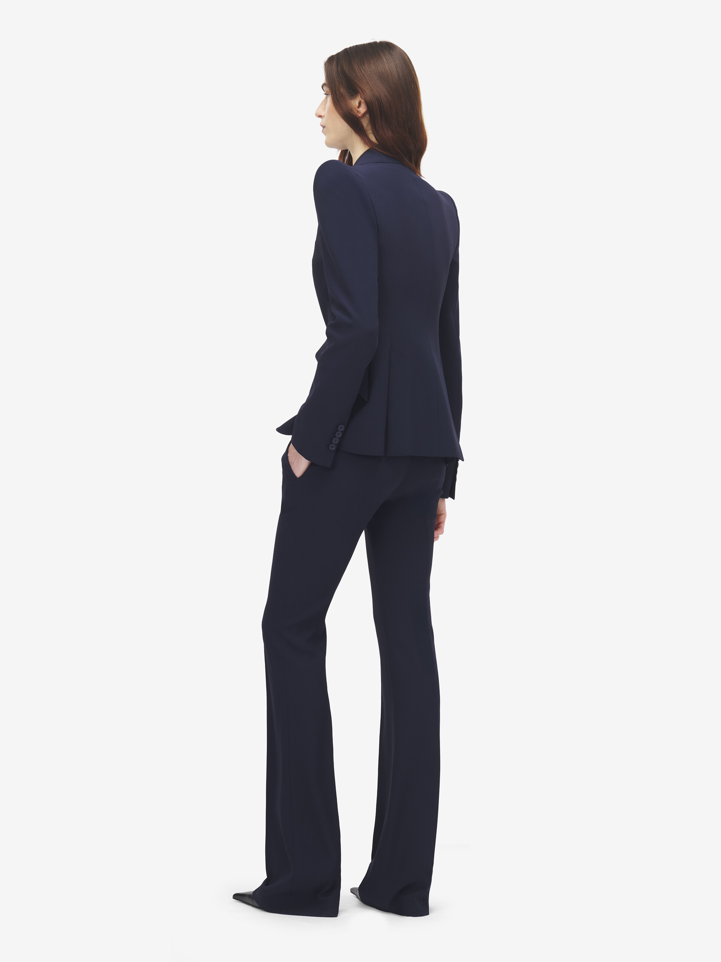 Pantalon Bootcut En Crêpe pour Femme en Bleu in Tissu: 52% Viscose, 48% Acétate, Doublure Poches: 100% Cupro | Alexander McQueen - image 4