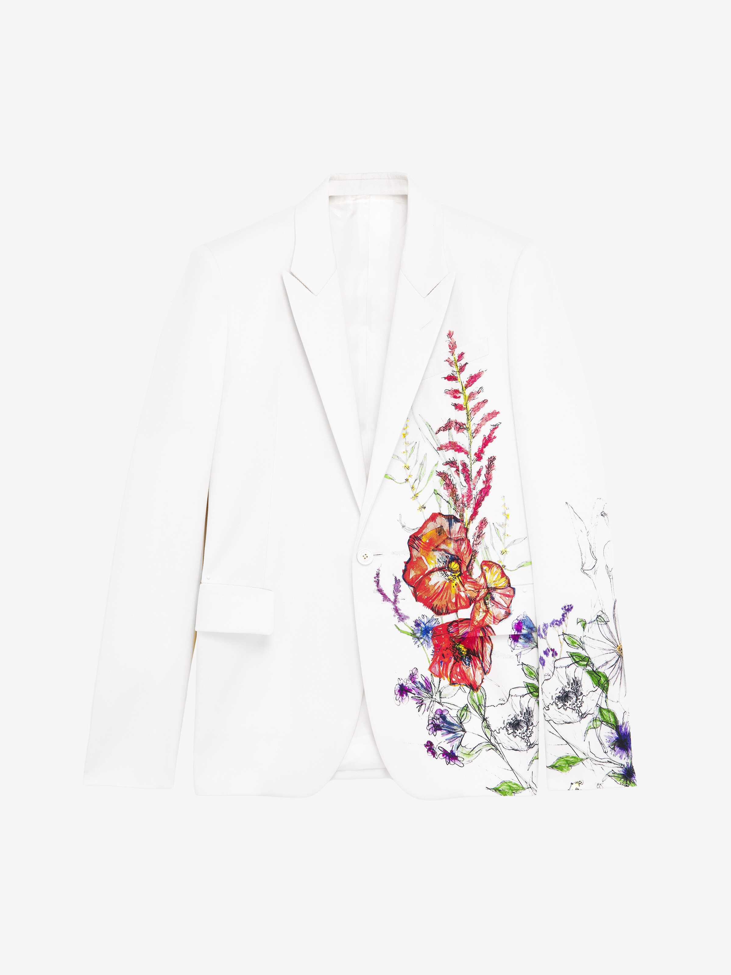 Men's Meadow Floral Single-breasted Jacket in Multicolor in 100% Wool | Alexander McQueen - image 2
