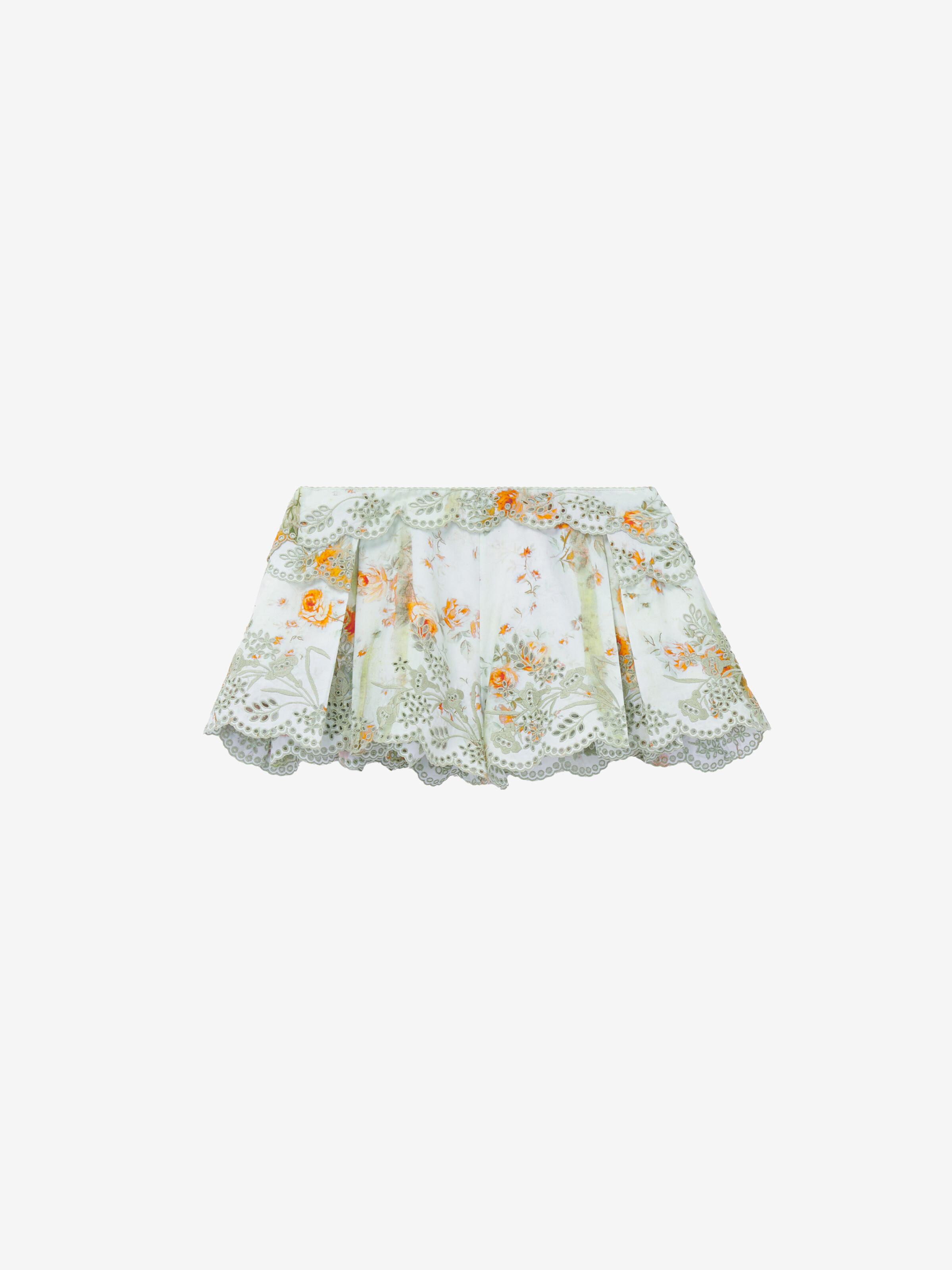 Women's 상갈로 플로럴 마이크로 쇼츠 in 스톤/라이트 오렌지 in 100% 코튼 | Alexander McQueen - image 1