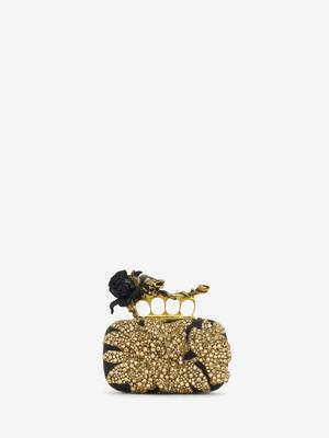 Women's Rose & Snake Knuckle Clutch in Black | Alexander