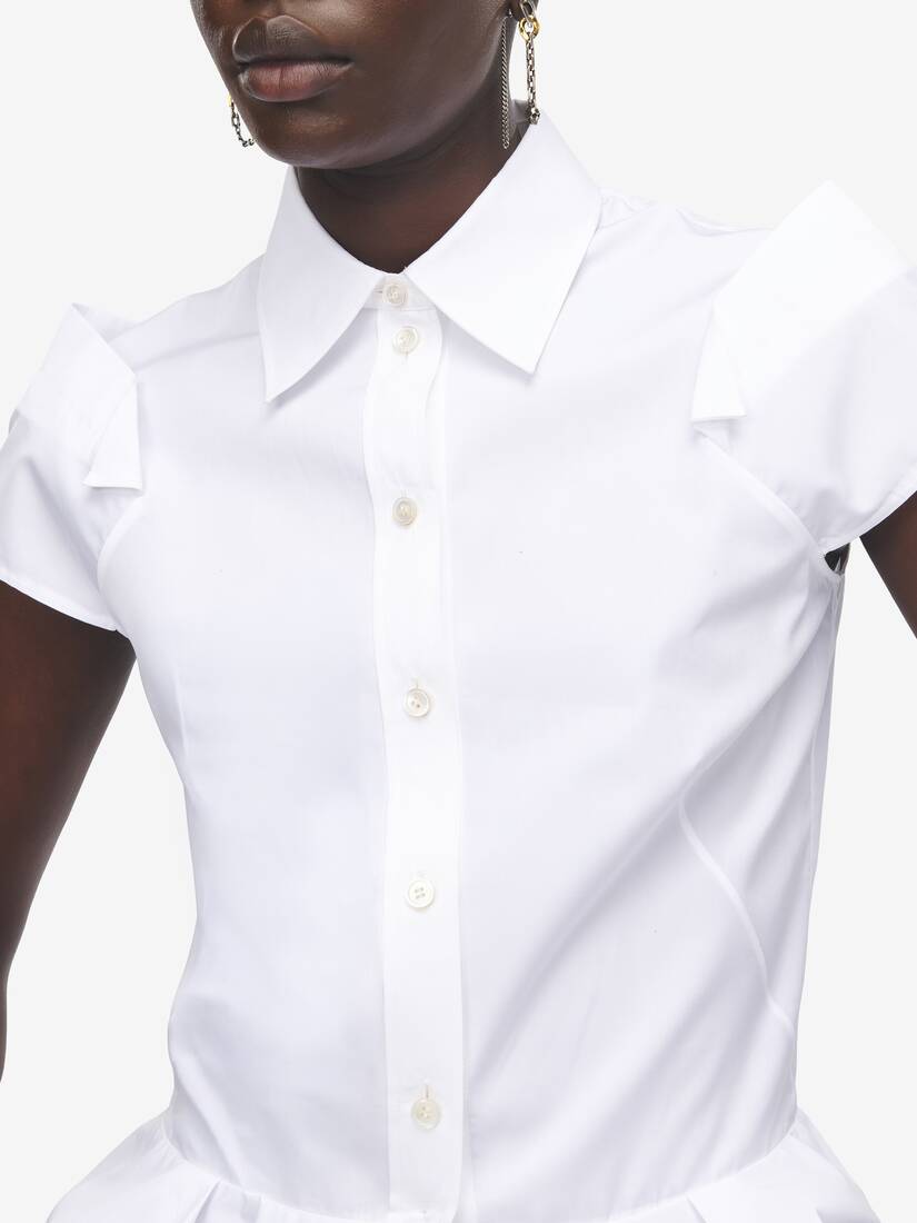 Chemise À Manches Courtes À Basque Drapée | Alexander McQueen - image 5