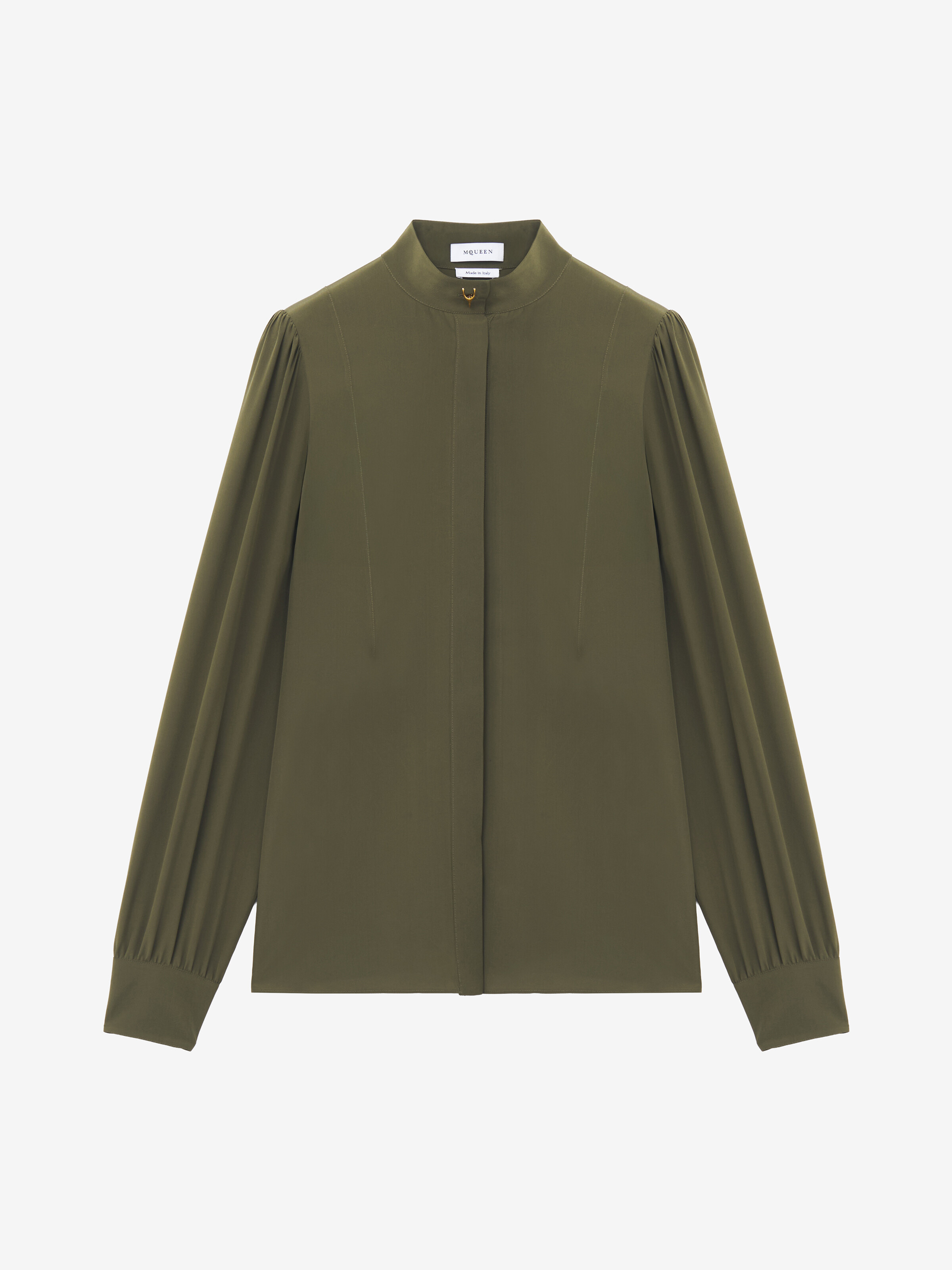 Women's Wishbone Silk Shirt in Green in 100% Silk | Alexander McQueen - image 1