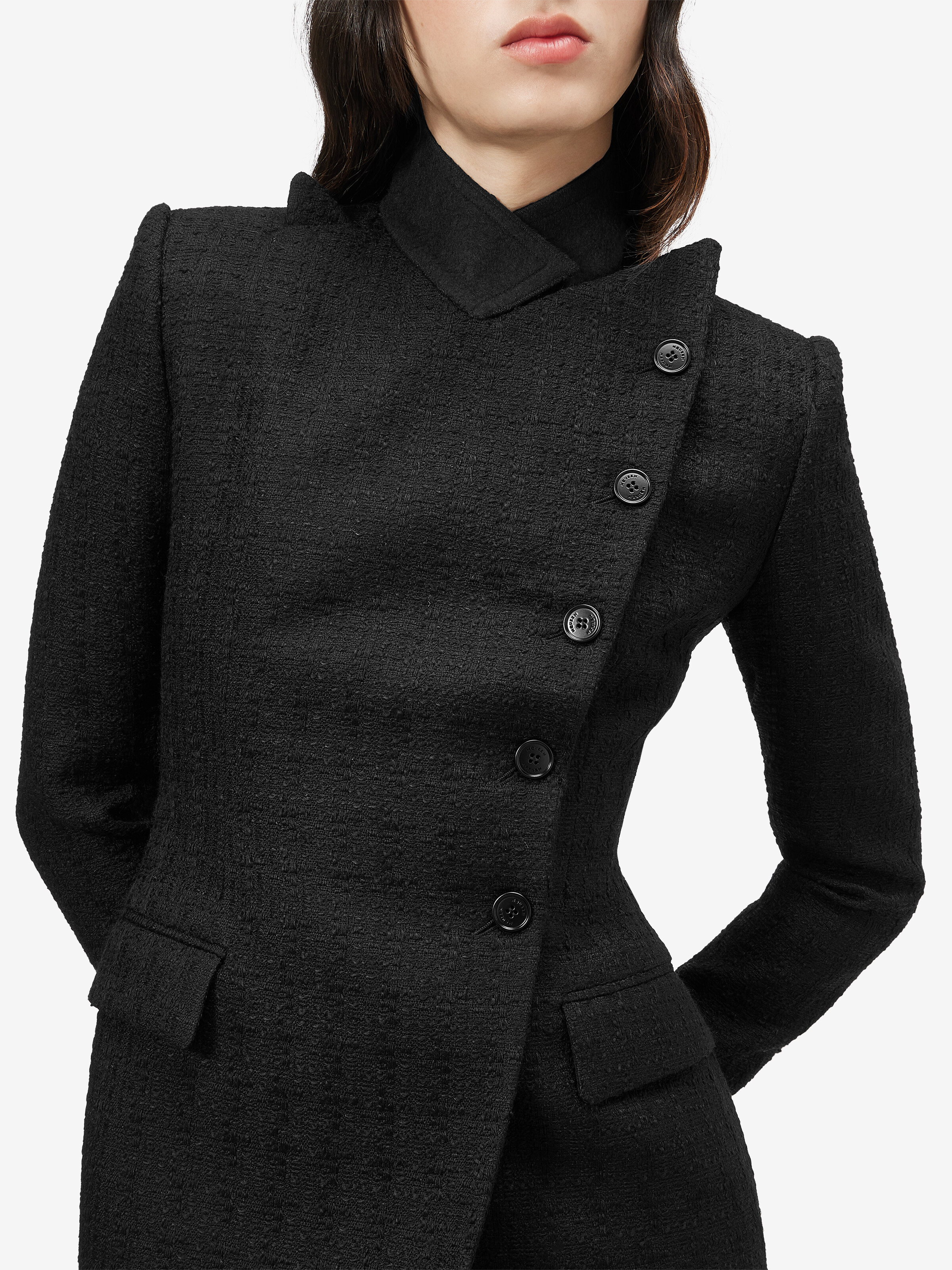Women's Light Tweed Single-breasted Jacket in Black in 96% wool, 3% mohair, 1% elastane -  lining: 100% viscose | Alexander McQueen - image 5