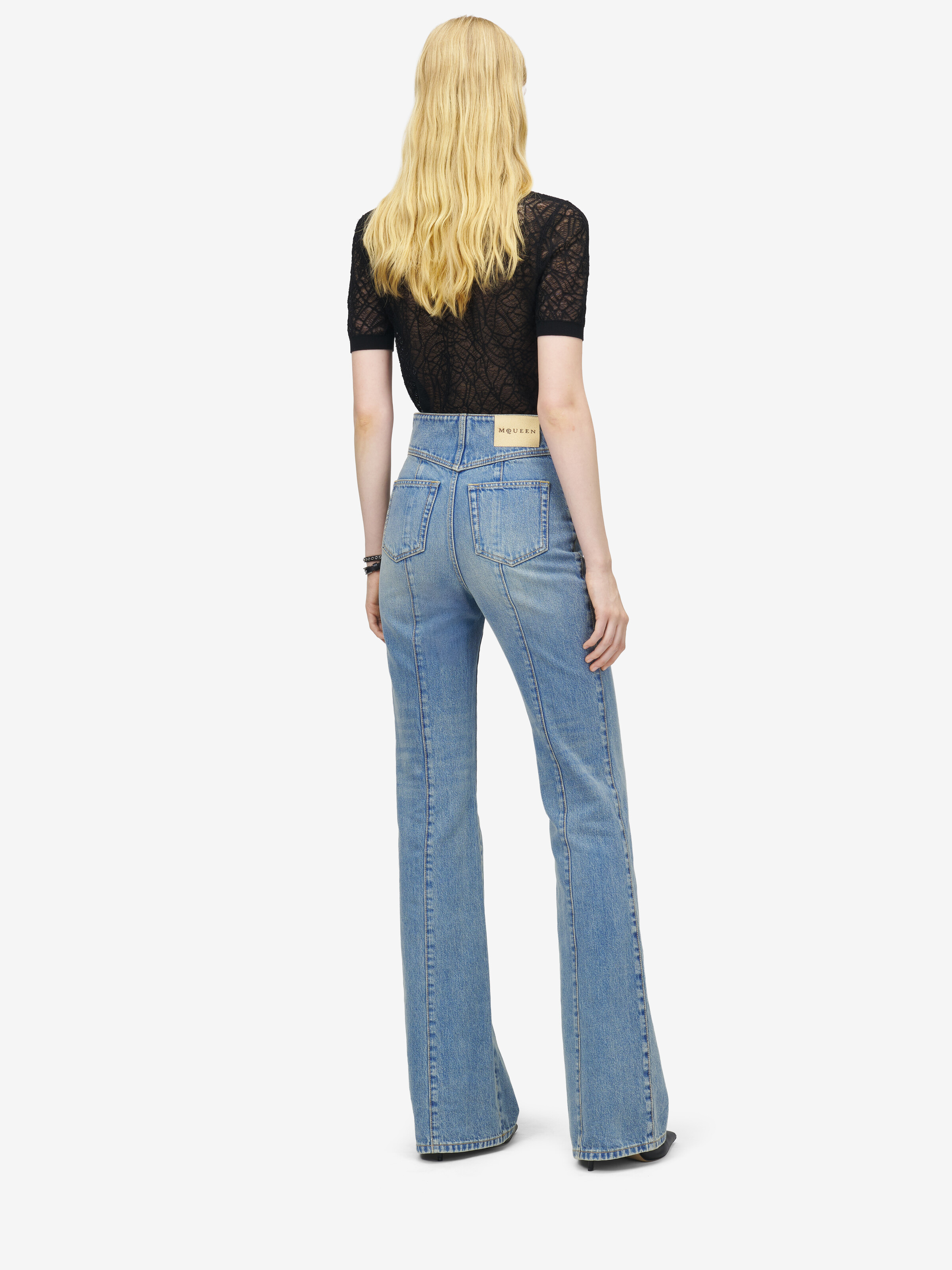 Haut en dentelle araignée pour Femme en Noir in 54% Coton, 46% Soie | Alexander McQueen - image 4