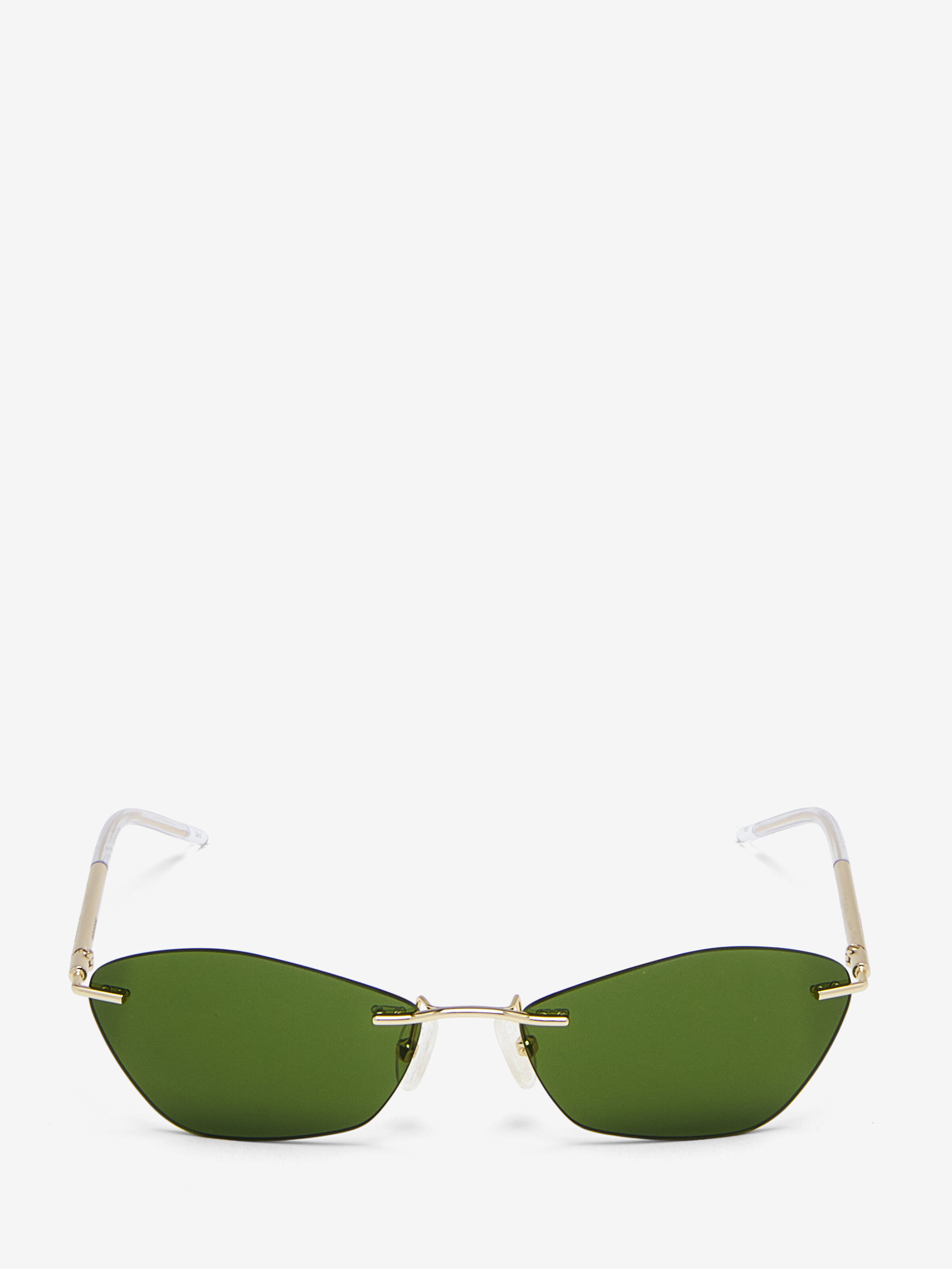 Lunettes de soleil fines T-Bar en Doré/Vert in Métal | Alexander McQueen - image 1