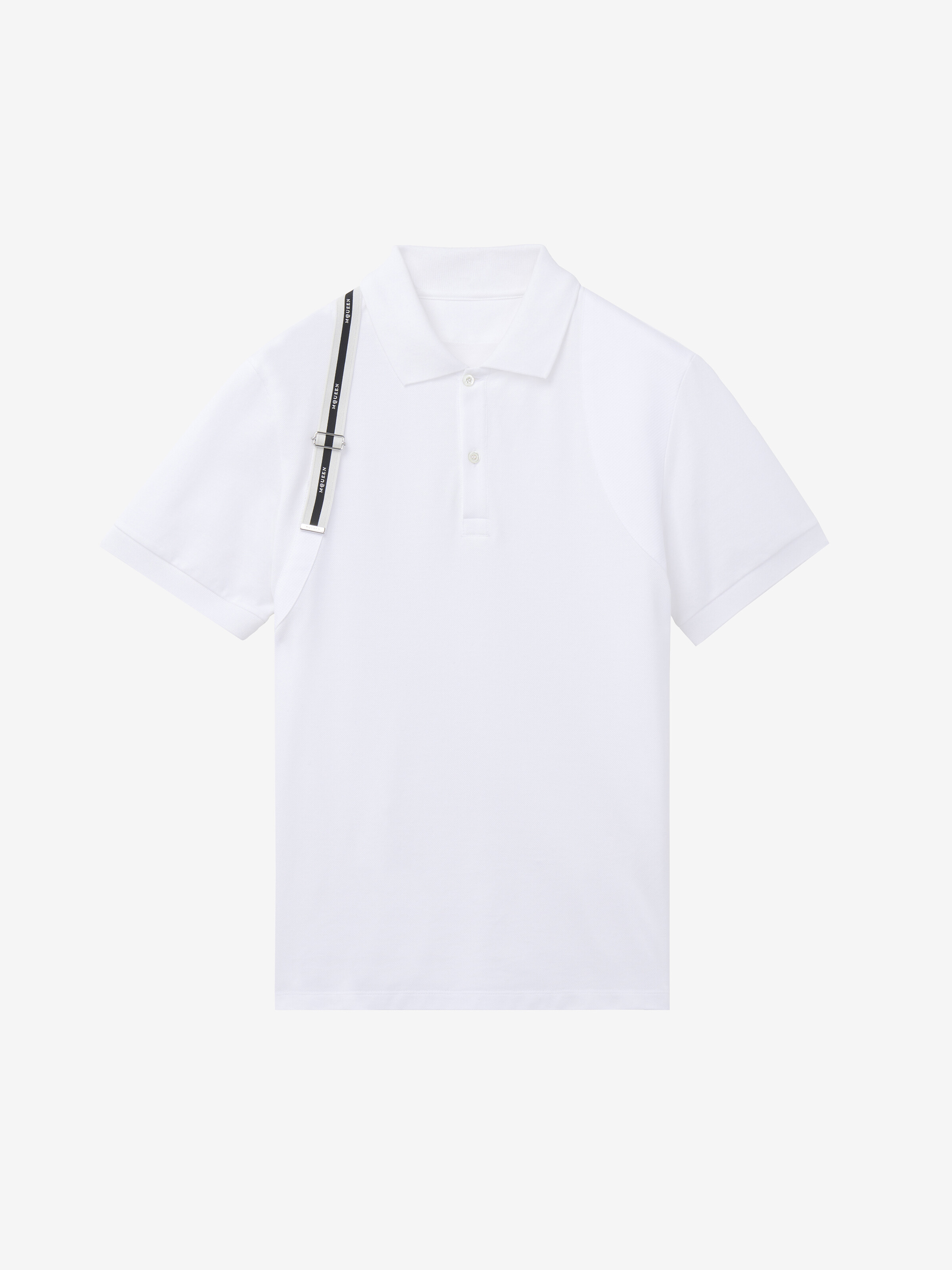 Men's Harness Polo Shirt in Optical White in 100% Cotton | Alexander McQueen - image 1