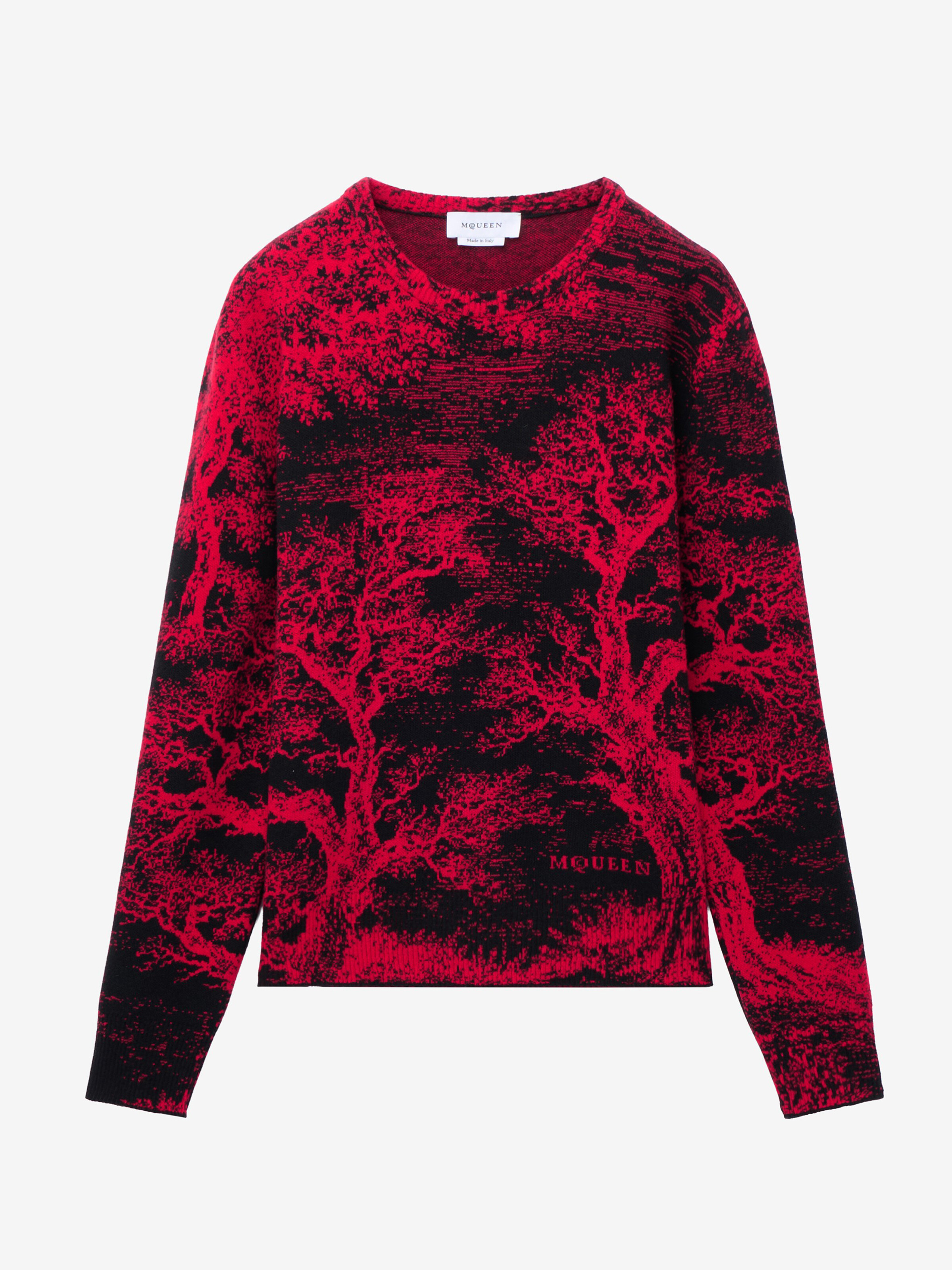 Men's Tree Of Life' Jacquard Jumper in Red/Black in 100% Wool | Alexander McQueen - image 1