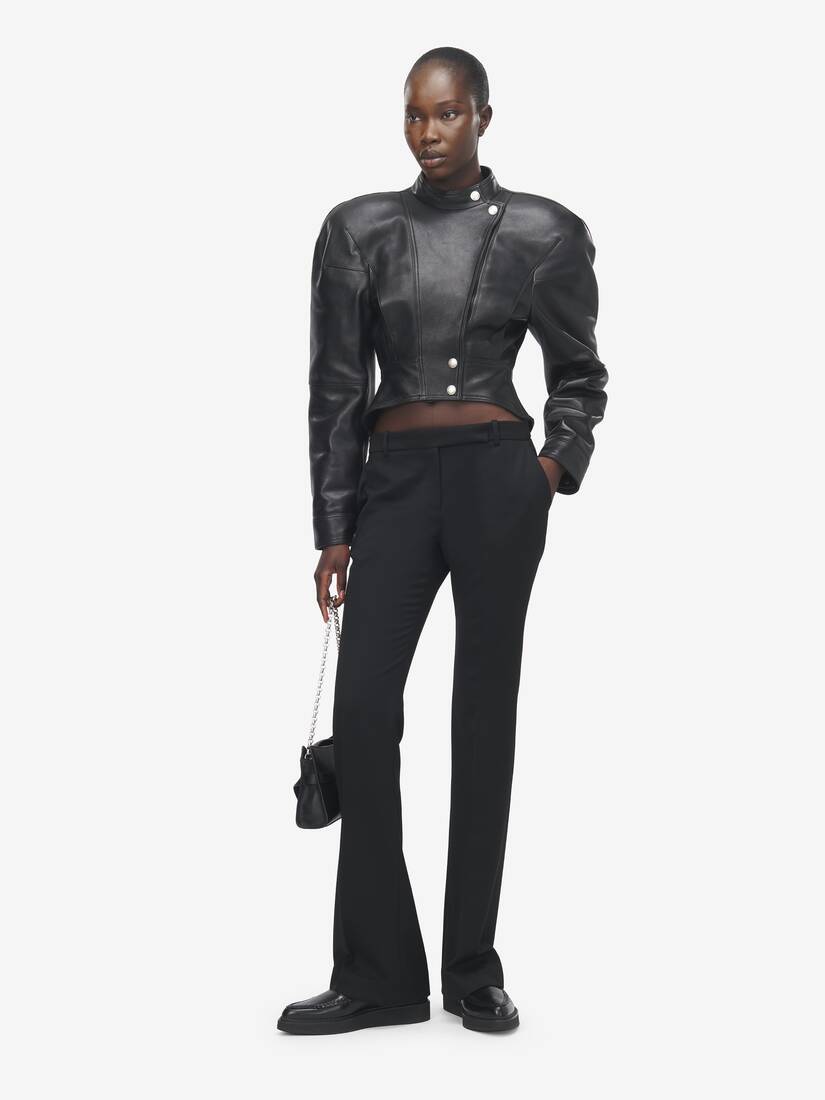 Sculpted Shoulder Leather Jacket | Alexander McQueen - image 2