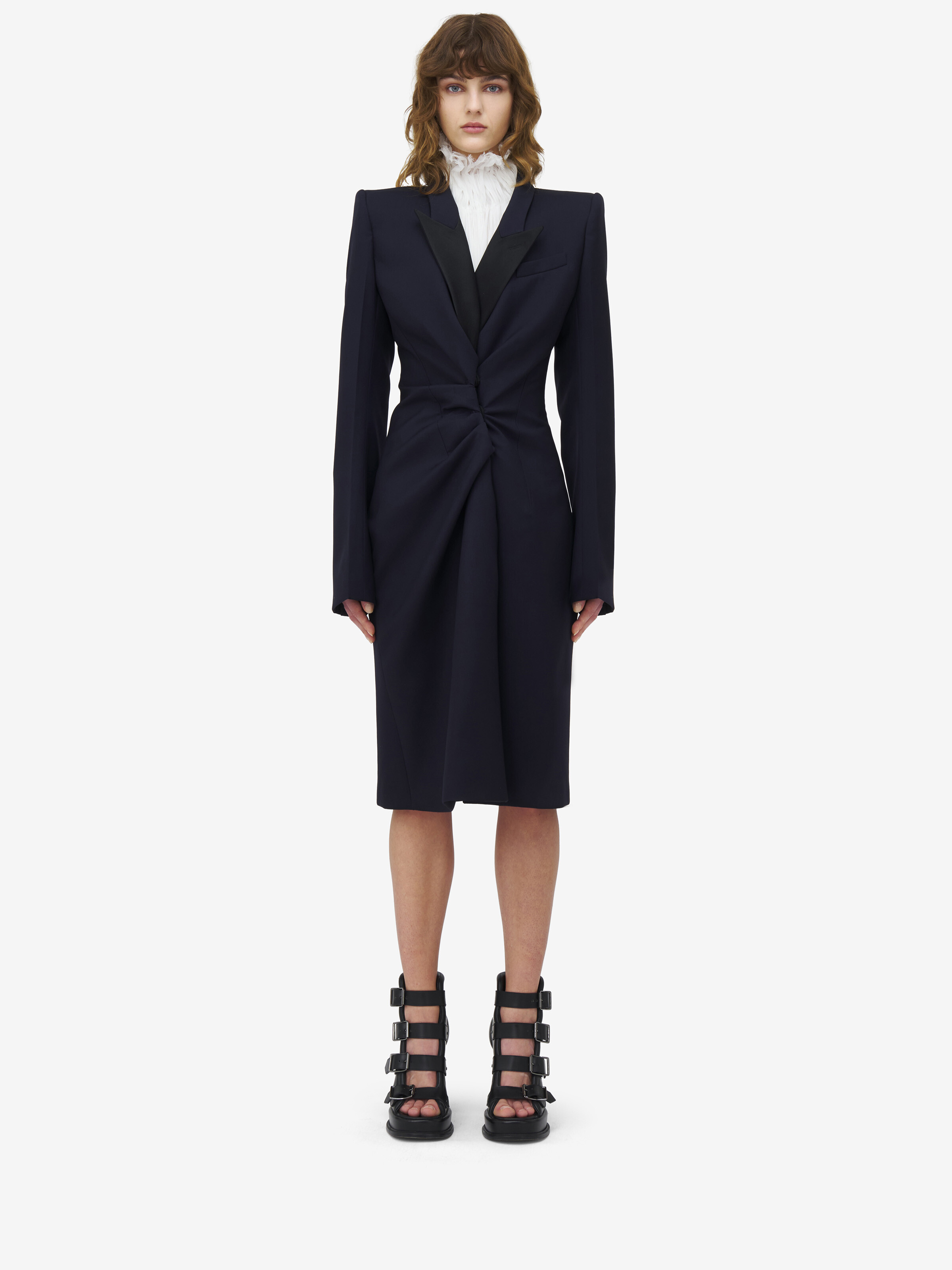 Cappotto con revers effetto ritorto