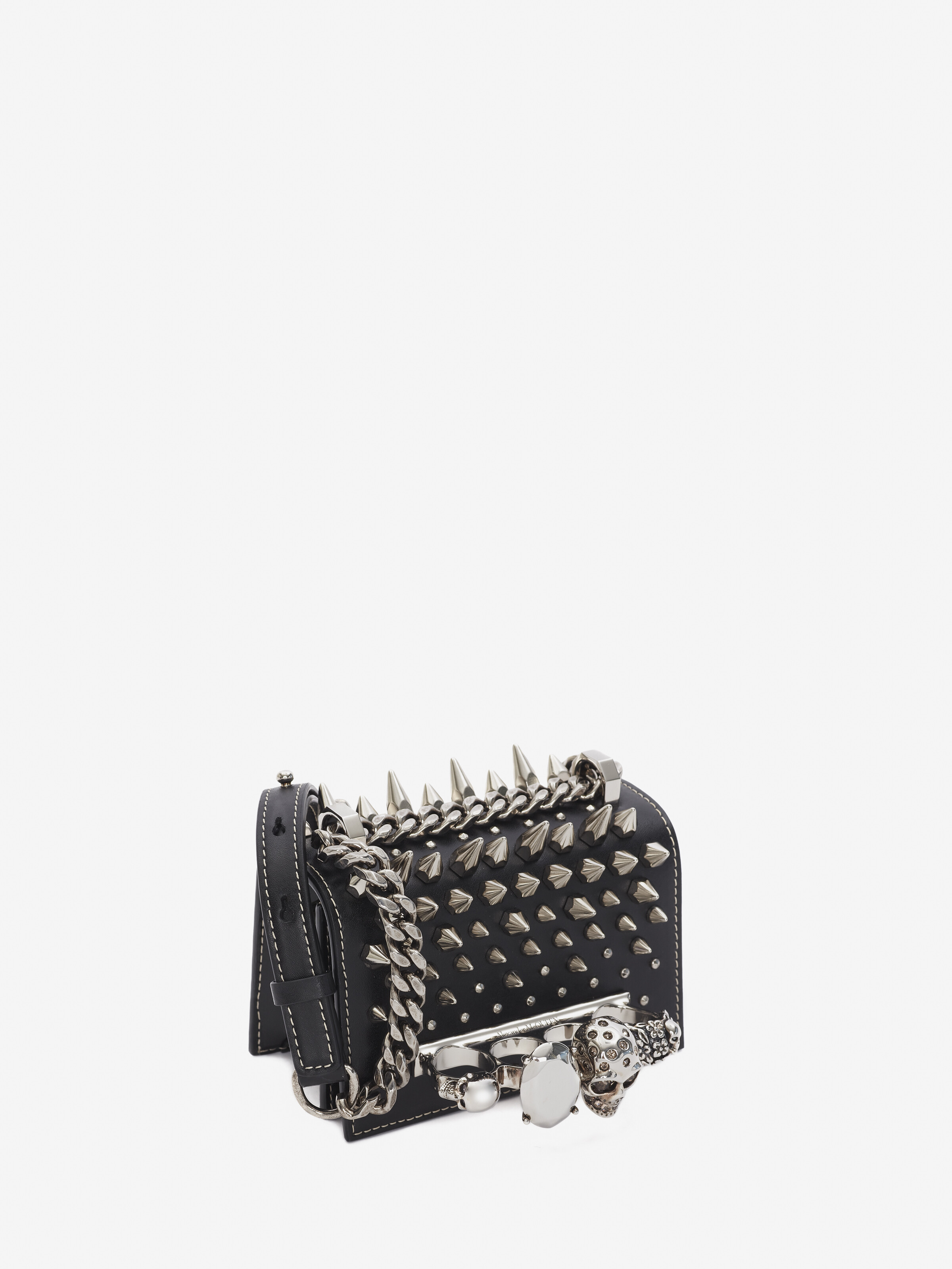 Borsa Micro Jewelled Satchel da Donna in Nero in Pelle di vitello | Alexander McQueen - image 2
