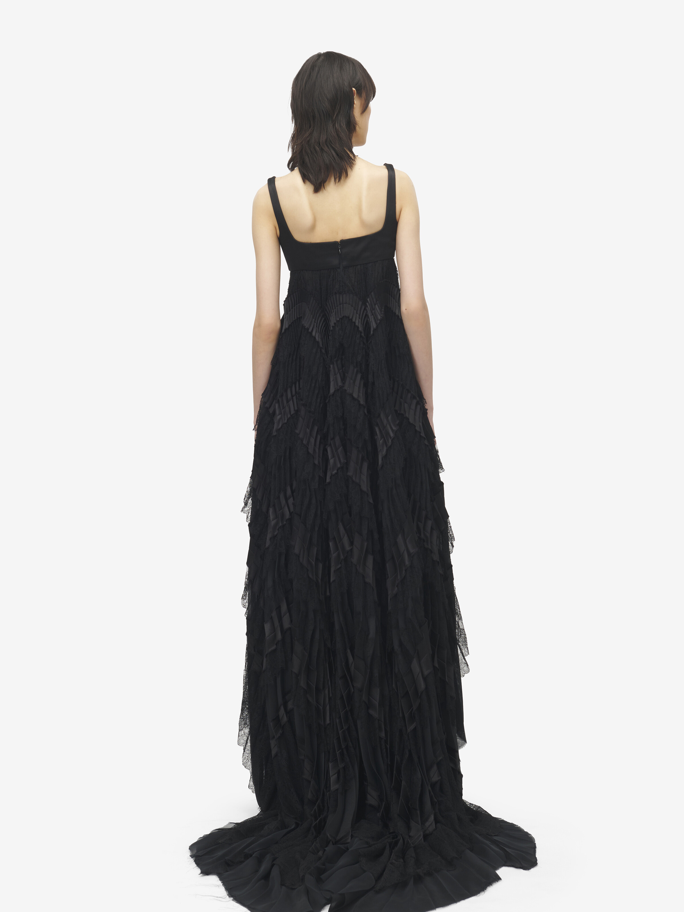 Robe de soirée plissée pour Femme en Noir in 61% Polyamide, 39% Viscose | Alexander McQueen - image 4