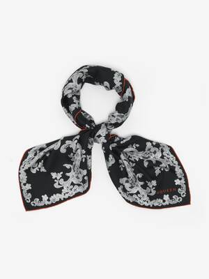 Lace Ribcage Foulard in Black/Red | Alexander McQueen US