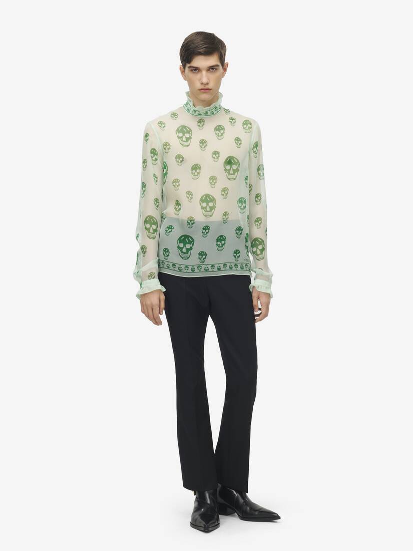 Silk Chiffon Skull Print Top