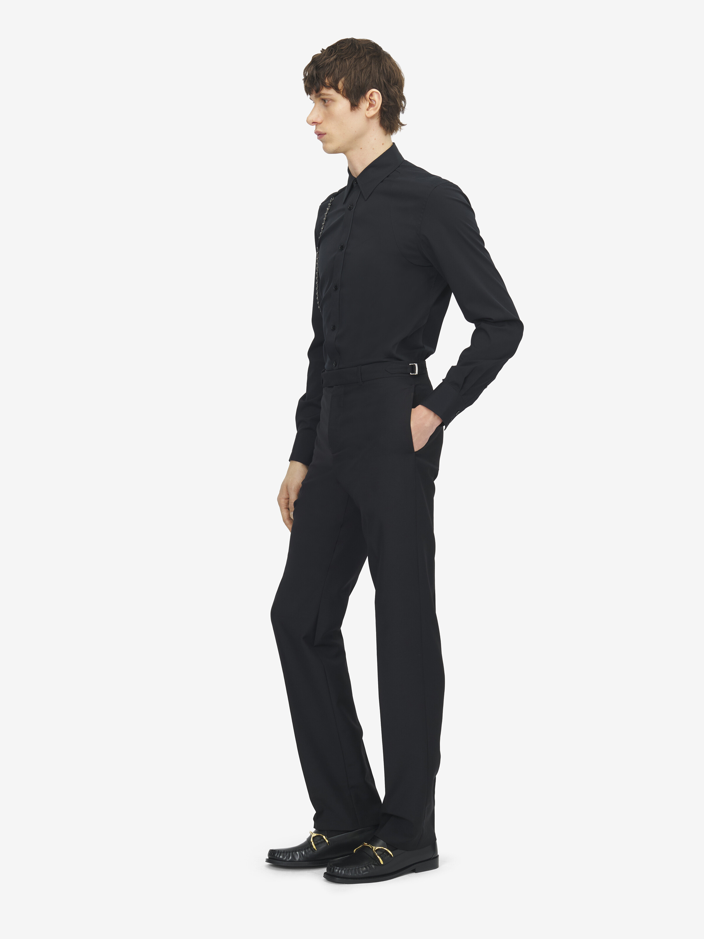 Chemise à harnais en chaîne pour Homme en Noir in 97% Coton, 3% Elastan | Alexander McQueen - image 3
