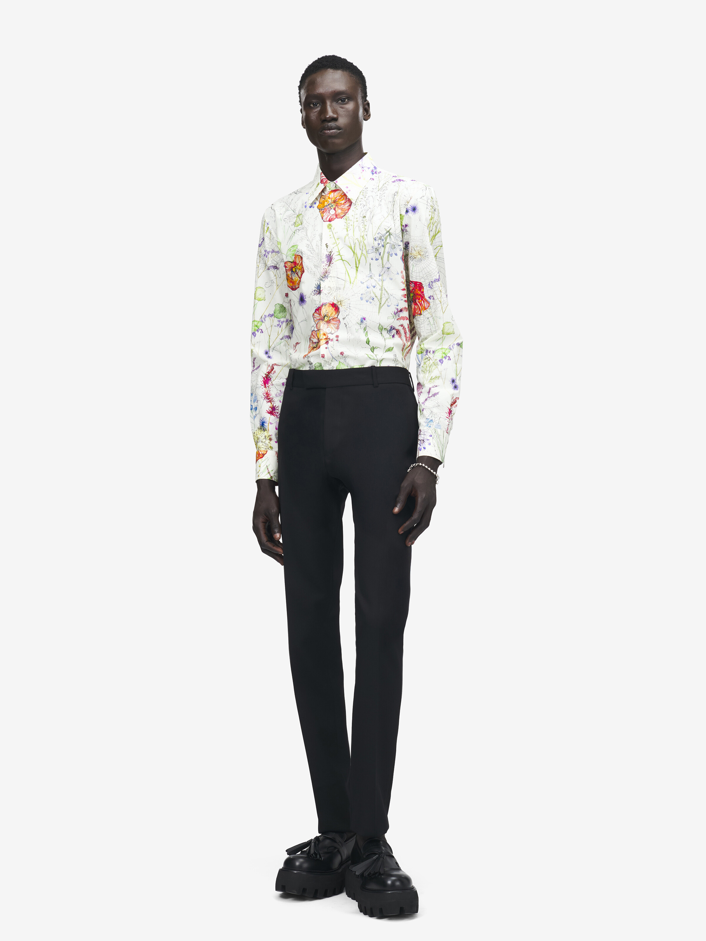 Men's Meadow Floral Print Shirt in Multicolor in 100% Cotton | Alexander McQueen - image 3
