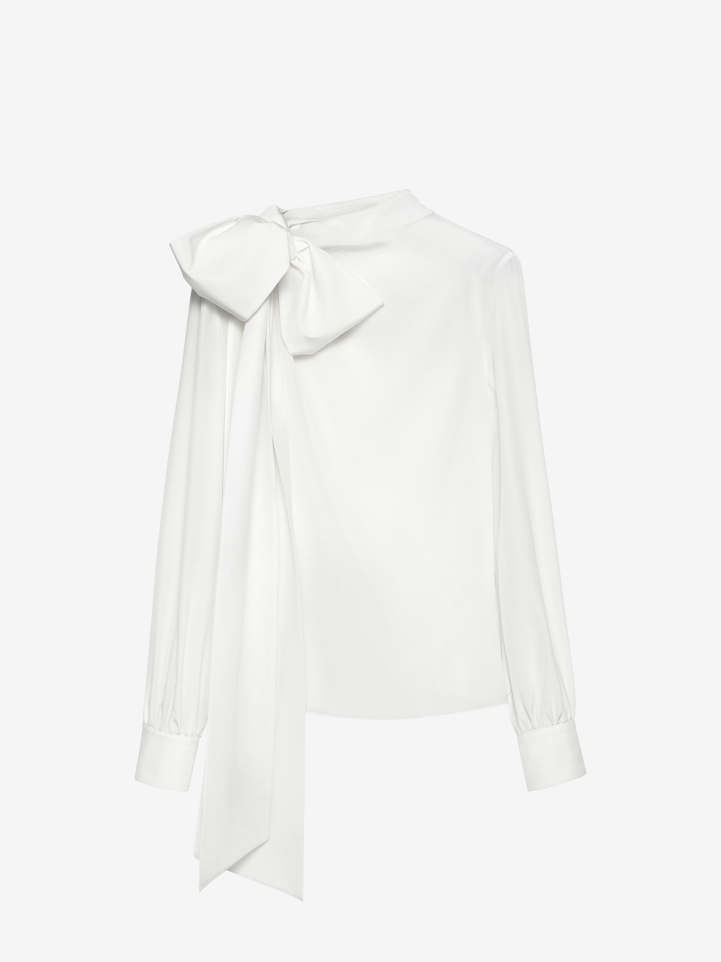 Women's Shoulder Bow Blouse in Ivory in 100% Silk | Alexander McQueen - image 1