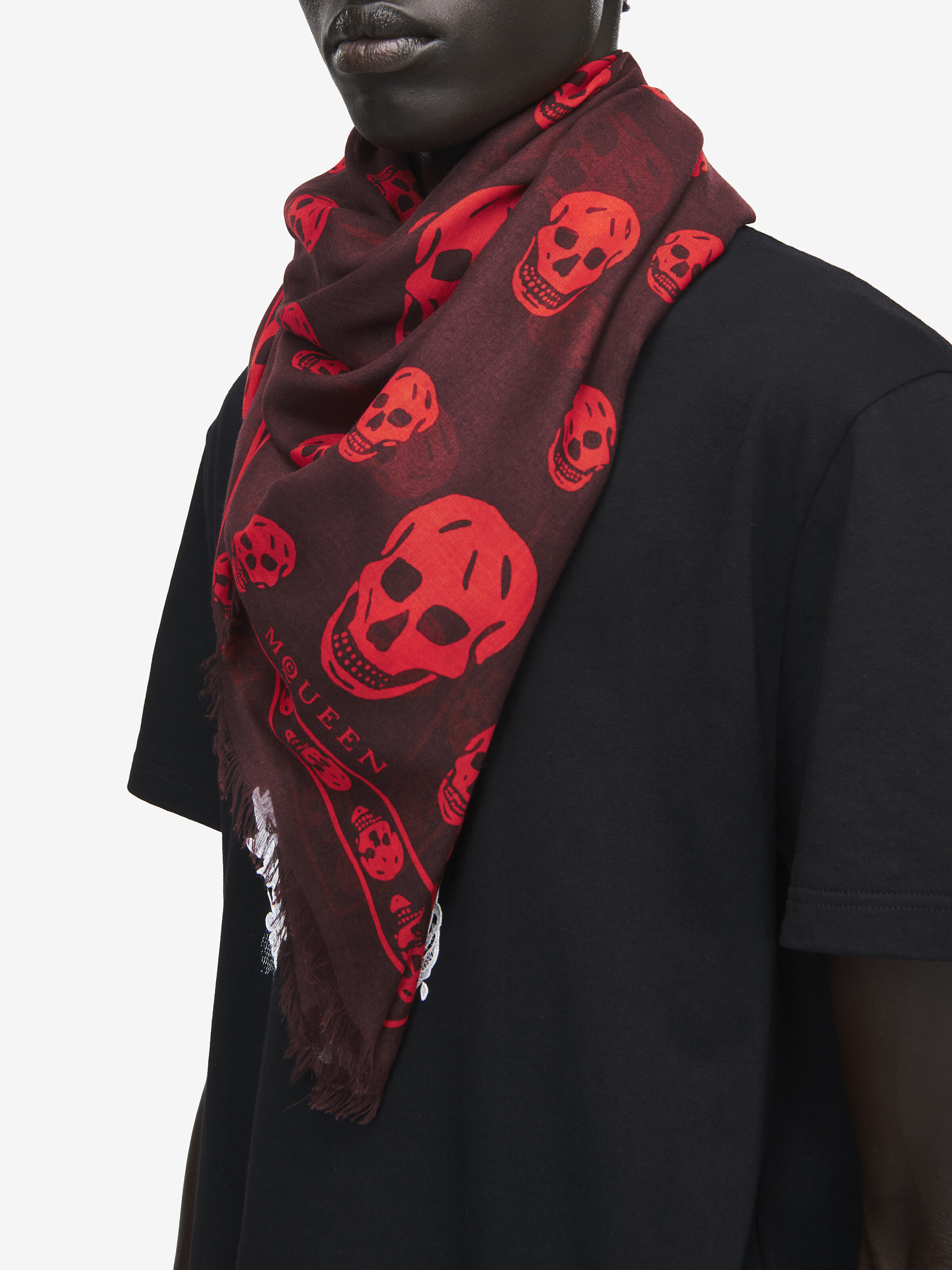 Classic Skull Scarf in Deep Red in 85% Modal , 15% Silk | Alexander McQueen - image 2