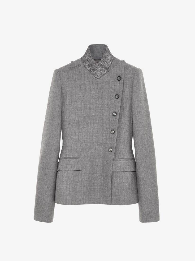 Wool Pinstripe Cross Lapel Jacket | Alexander McQueen - image 1
