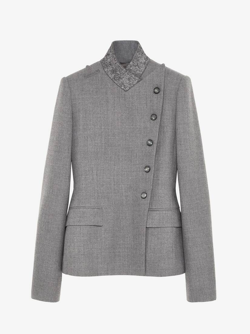 Wool Pinstripe Cross Lapel Jacket | Alexander McQueen - image 1