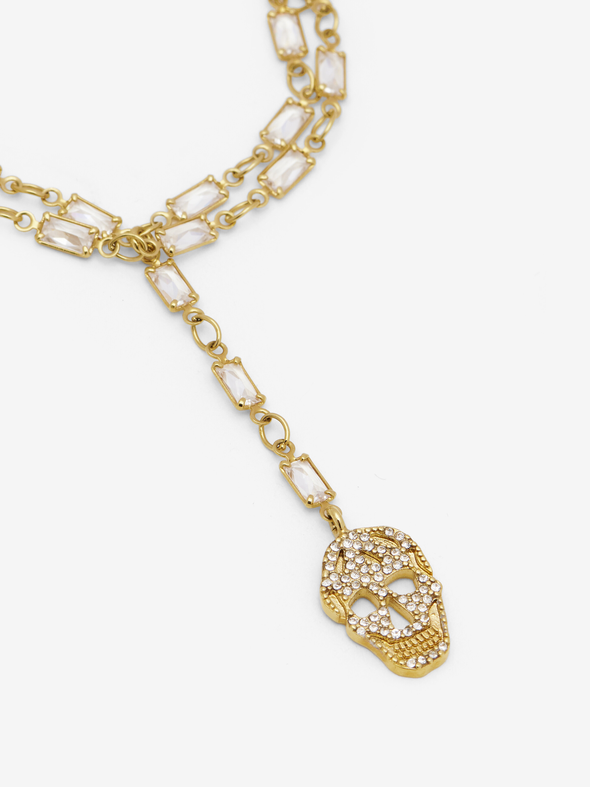 Women's Pavé Skull Bracelet in Pale Gold-finish in Brass | Alexander McQueen - image 3