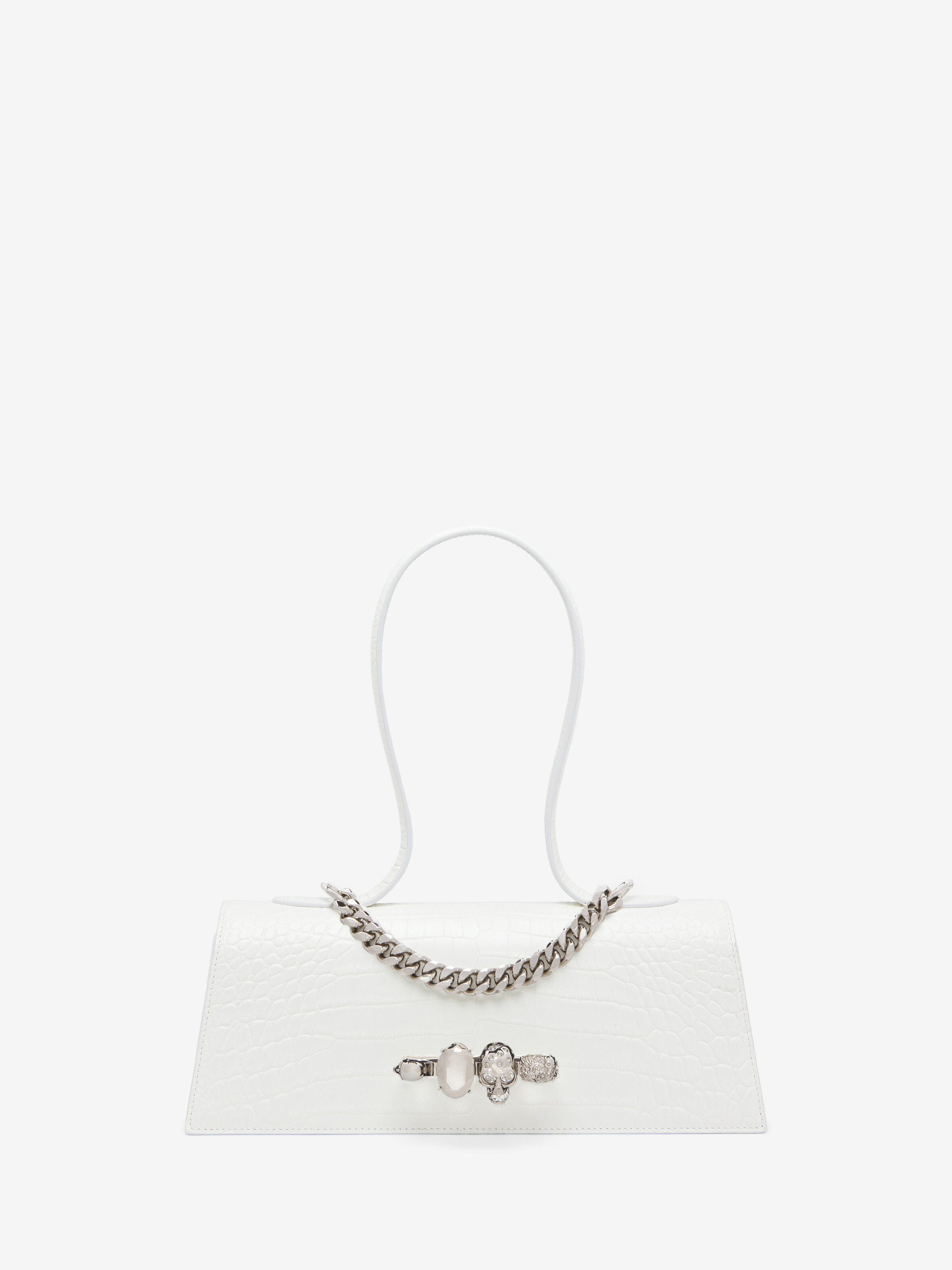 Women's Jewelled Top Handle in White in Calf Leather | Alexander McQueen - image 1