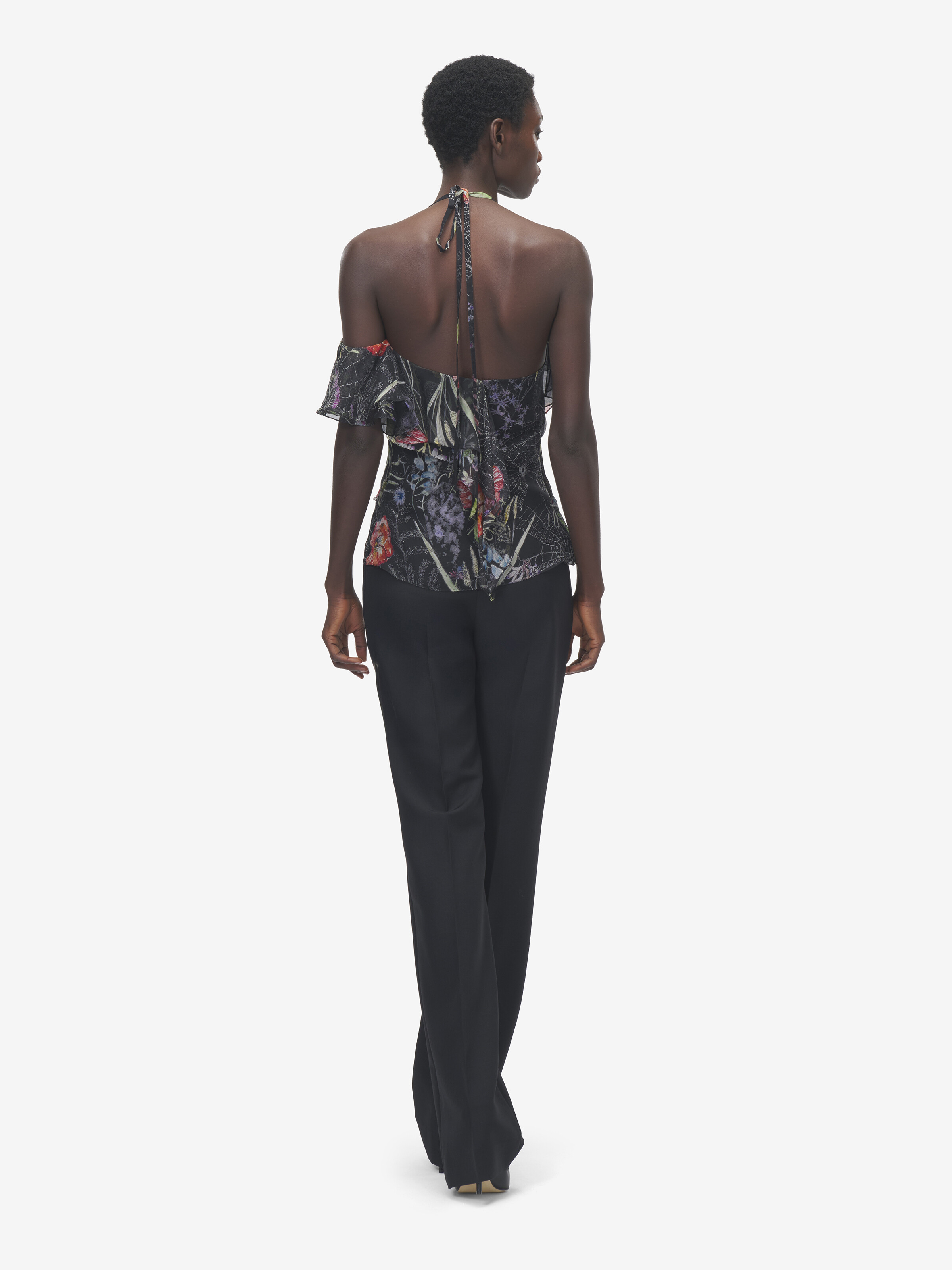 Women's Meadow Floral Print in Black in 100% Silk | Alexander McQueen - image 5