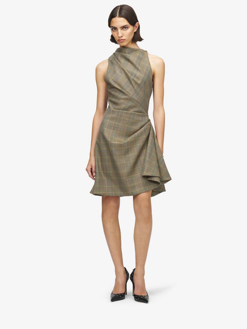 Country Check Asymmetric Mini Dress | Alexander McQueen - image 2