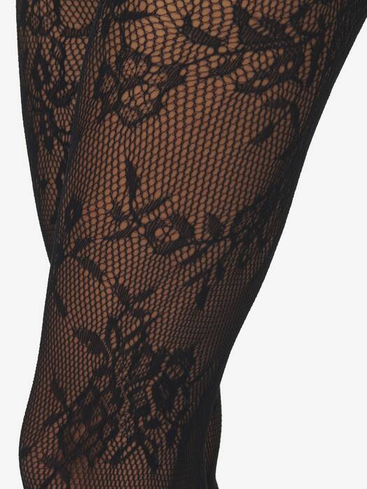 Women's Floral Lace Tights in Black | McQueen US
