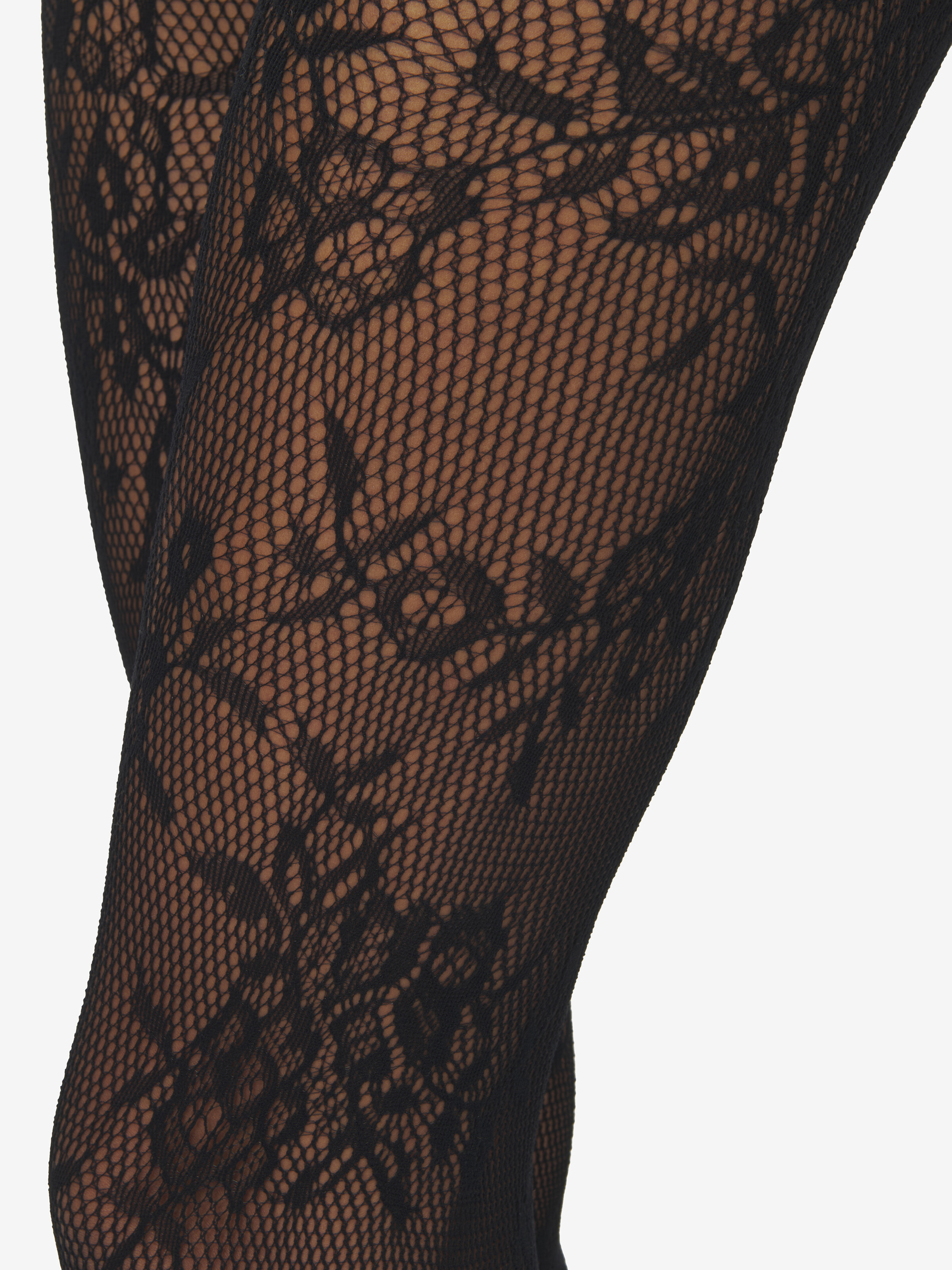 Women's Floral Lace Tights in Black in 80% Polyamid, 20% Elastane | Alexander McQueen - image 1