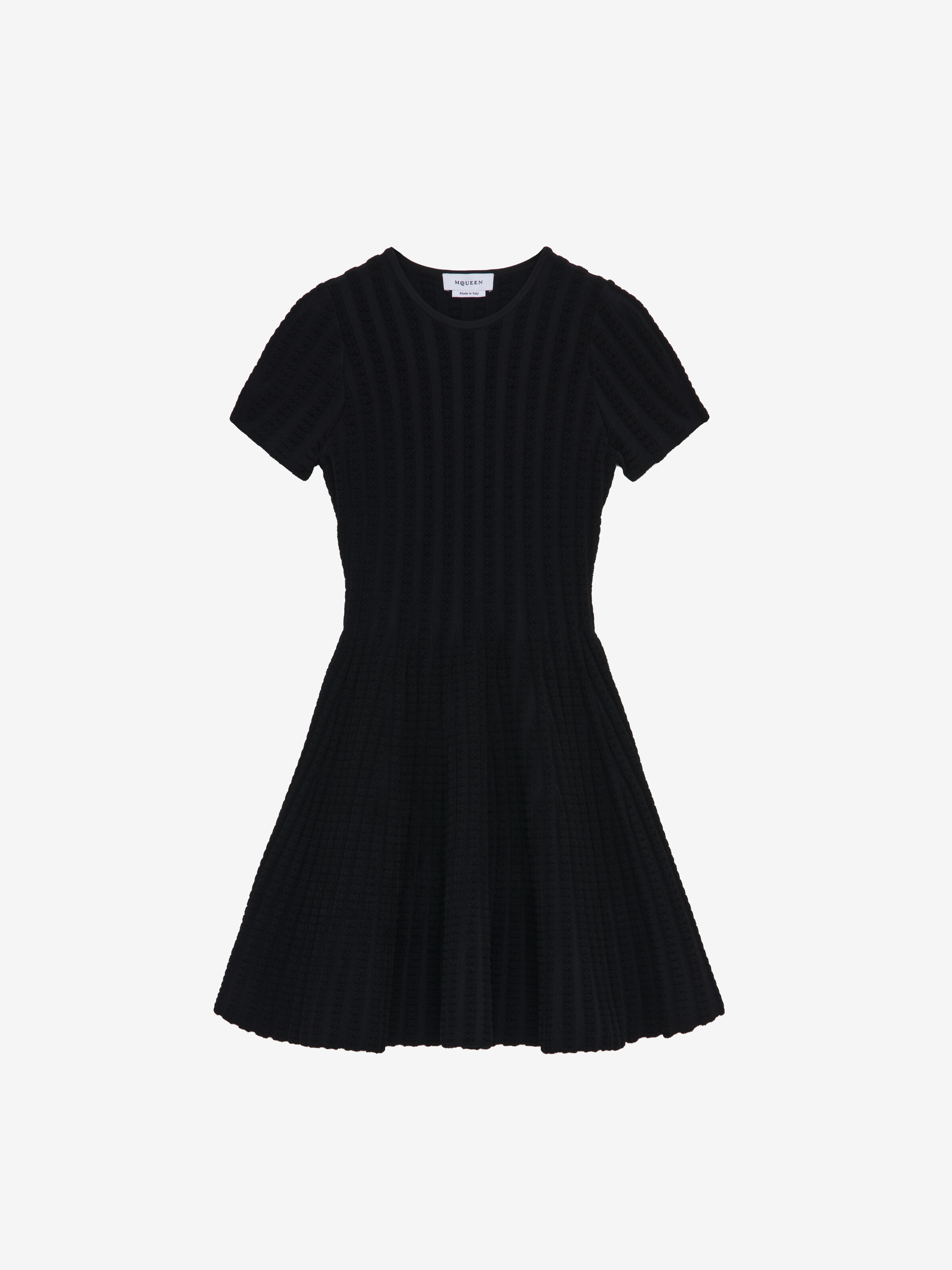 Women's Chenille Stripe Mini Dress in Black in 58% Viscose, 35% Polyamid, 5% Polyester, 2% Elastan | Alexander McQueen - image 2