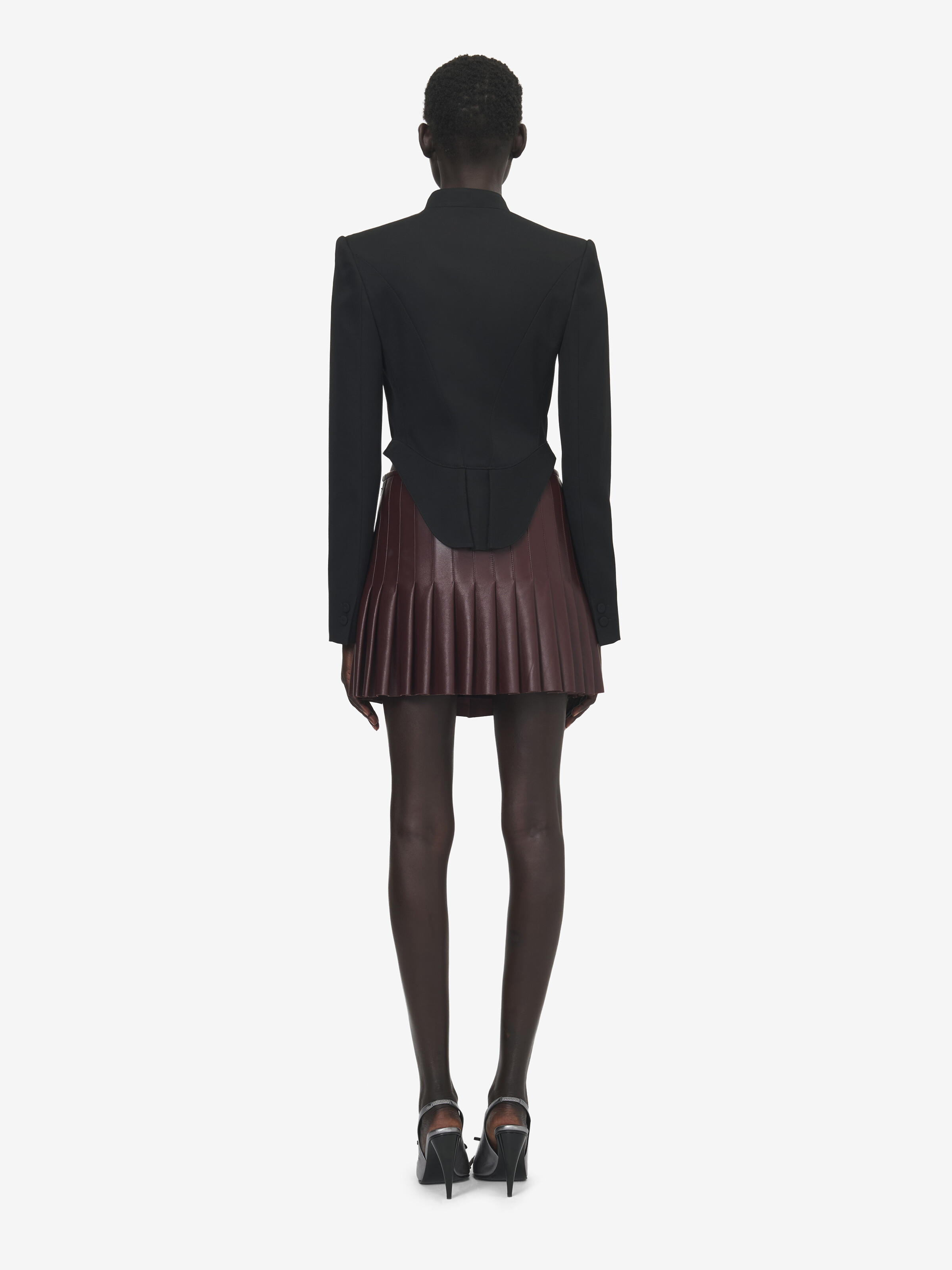 Women's Floral Embroidery Cropped Jacket in Black in 100% Wool | Alexander McQueen - image 4