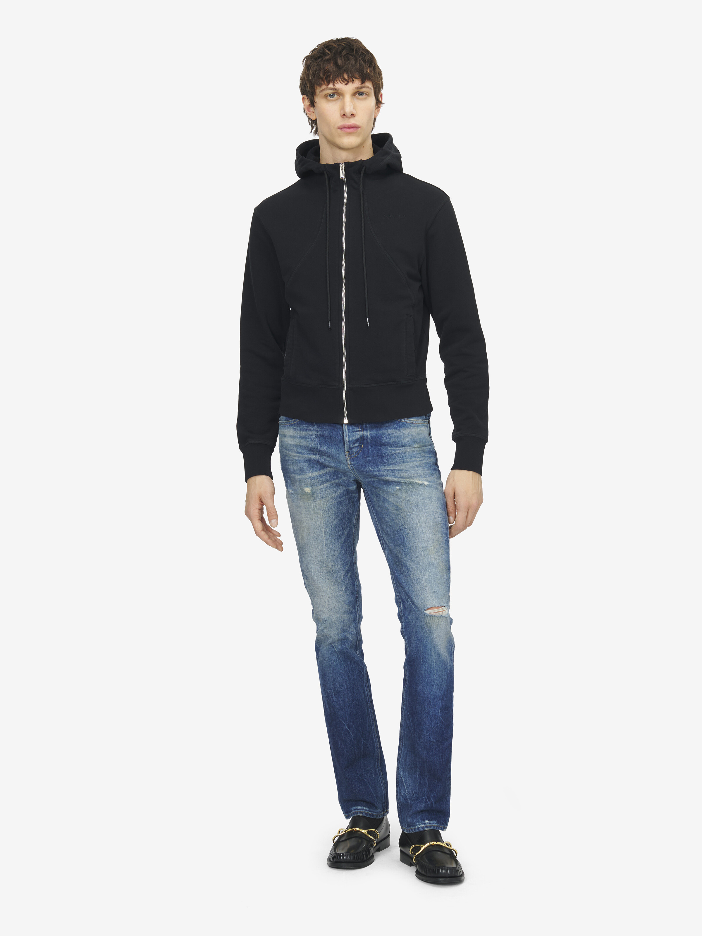 Men's Hooded Zip Through Sweatshirt in Black in 100% Cotton | Alexander McQueen - image 2