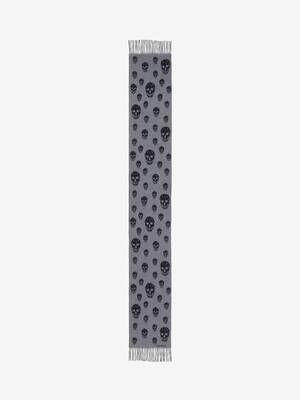 Men's Double Face Skull Scarf in Graphite/Black | Alexander McQueen US