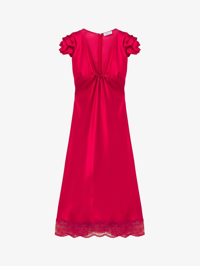 缩褶衣袖中长连衣裙 | Alexander McQueen - image 1