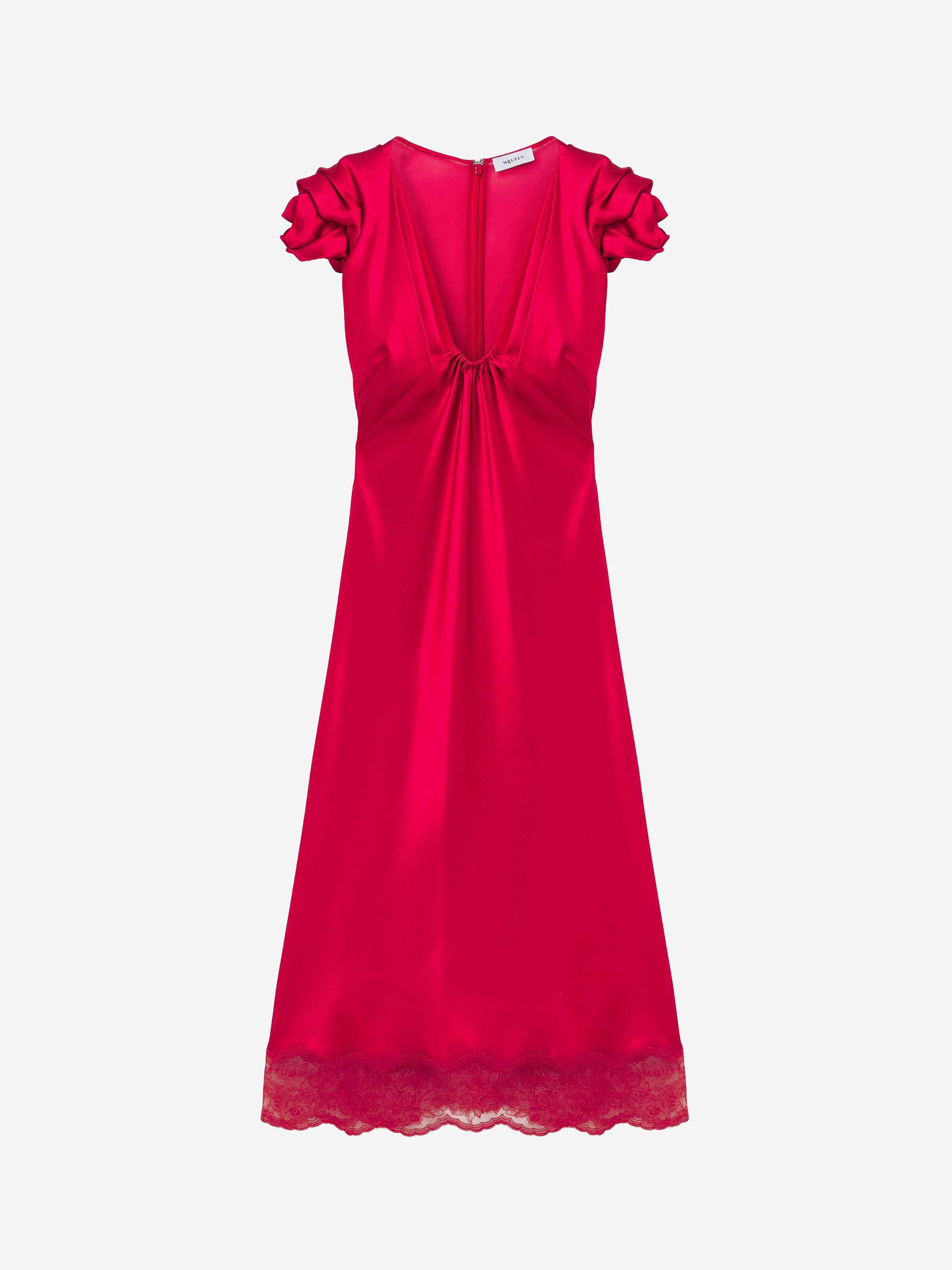Robe midi à manches froncées pour Femme en Rouge in 100% Viscose | Alexander McQueen - image 1