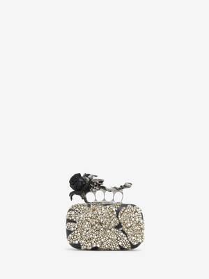 ✨新品未使用✨Alexander McQueen スカルプリント クラッチバッグ Women's Rose & Snake Knuckle Clutch in Black | Alexander
