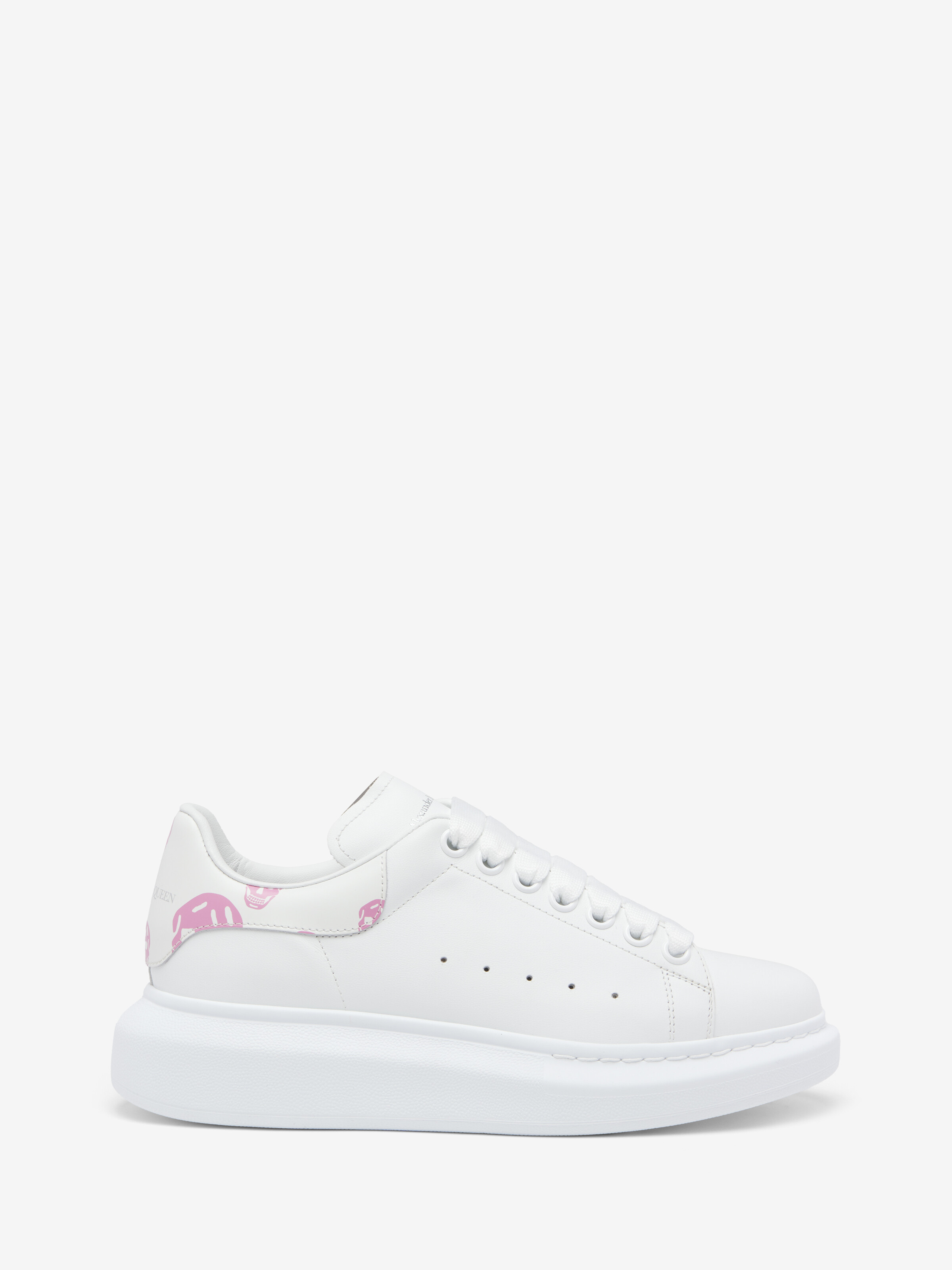 Women's Oversized Sneaker in White/Pink in Calf Leather | Alexander McQueen - image 1