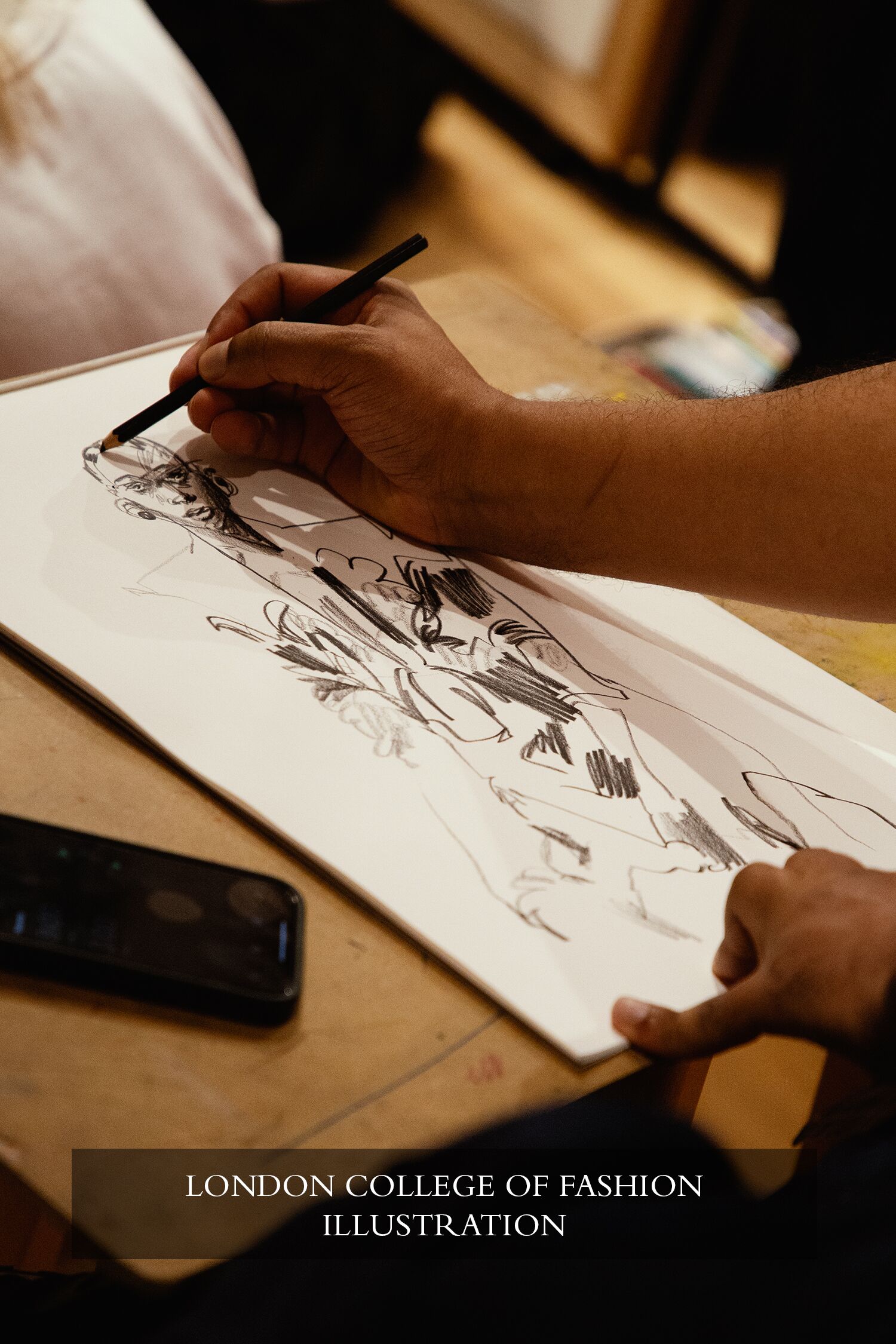 Hand drawing at illustration workshop in London
