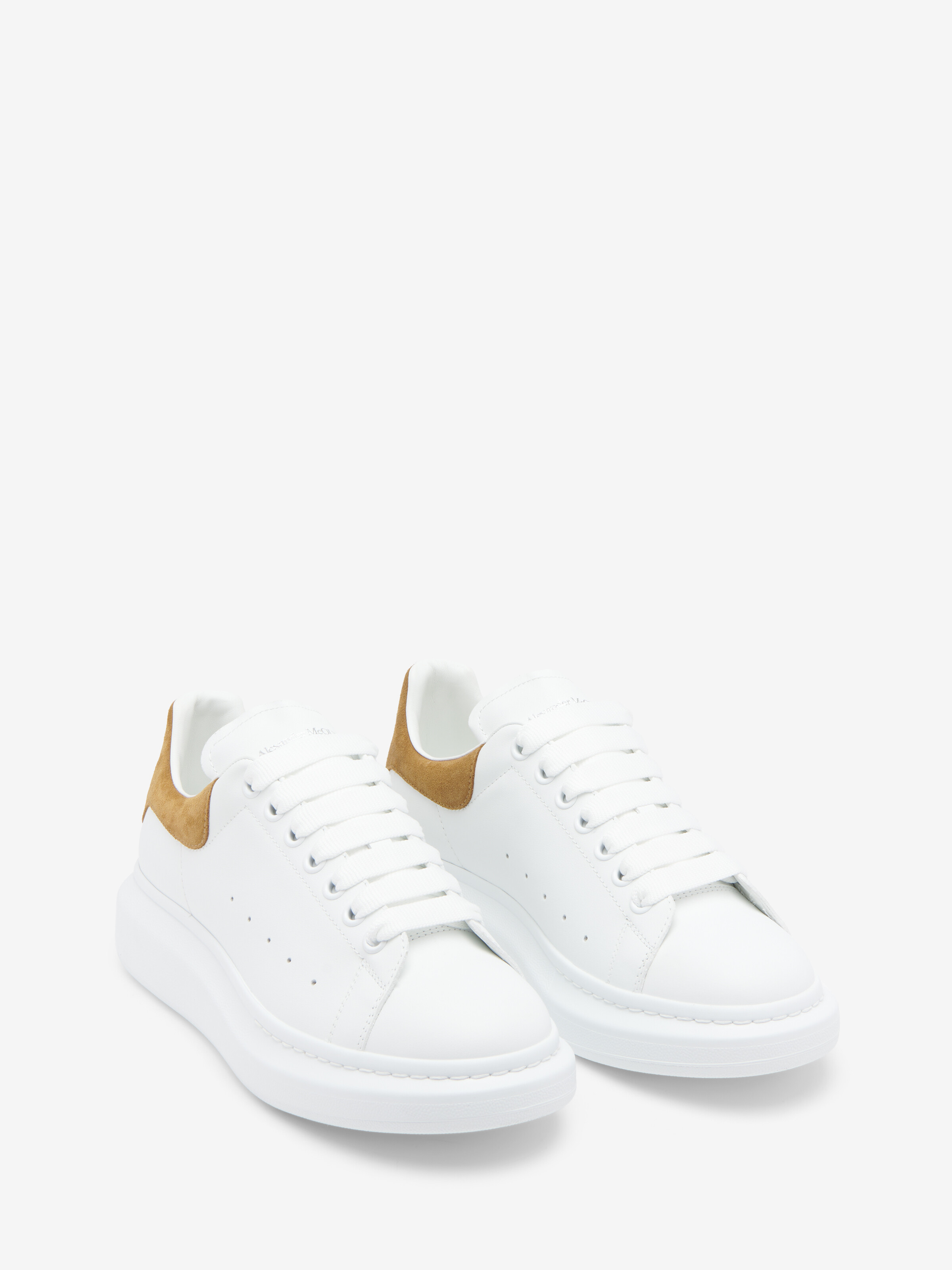 Men's Oversized Sneaker in White/Tan in Calf Leather | Alexander McQueen - image 2