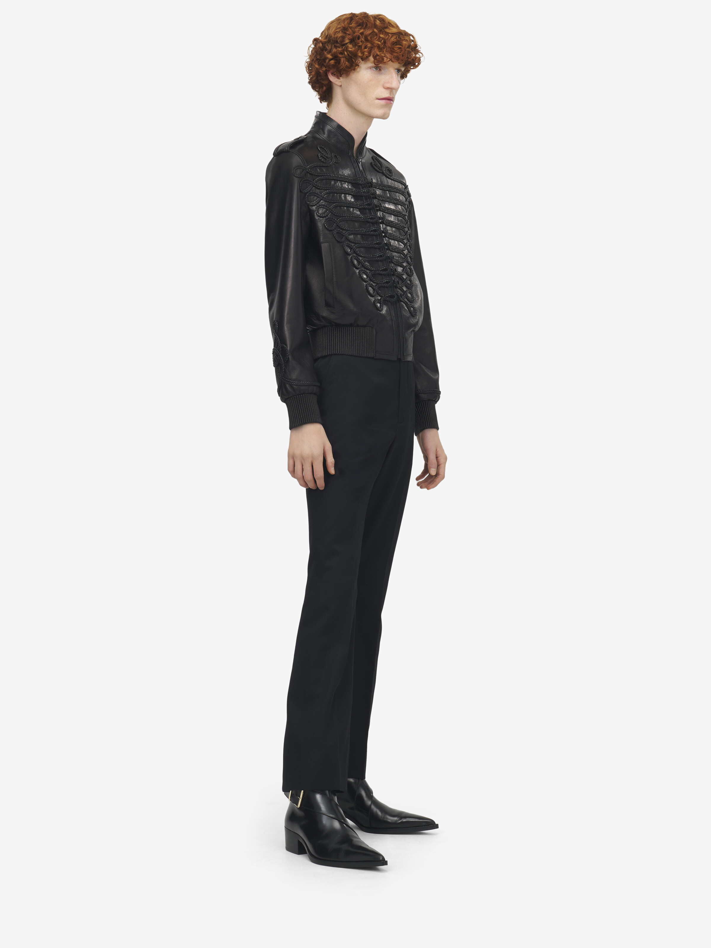 Frogging Embroidery Leather Jacket