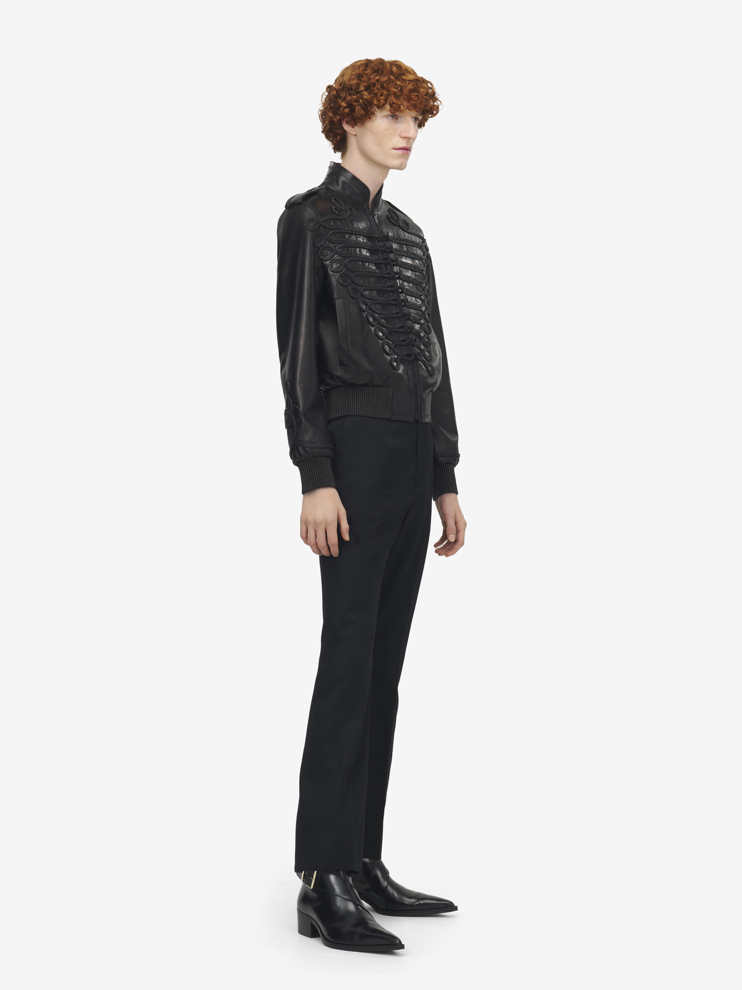 Men's Frogging Embroidery Leather Jacket in Black in 100% Lamb Leather | Alexander McQueen - image 4