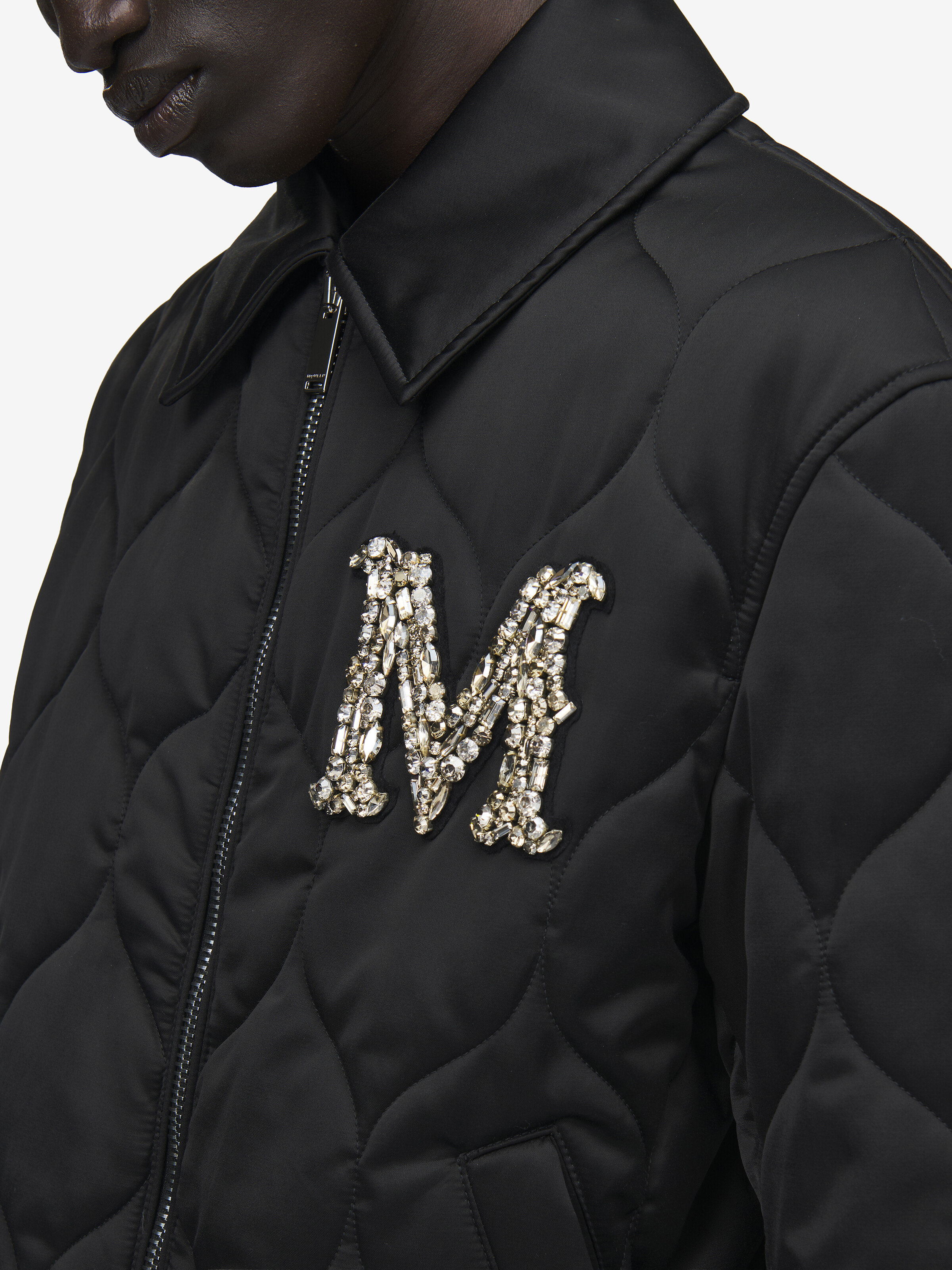 Men's Crystal Logo Quilted Jacket in Black in 50% Cotton, 50% Viscose | Alexander McQueen - image 5