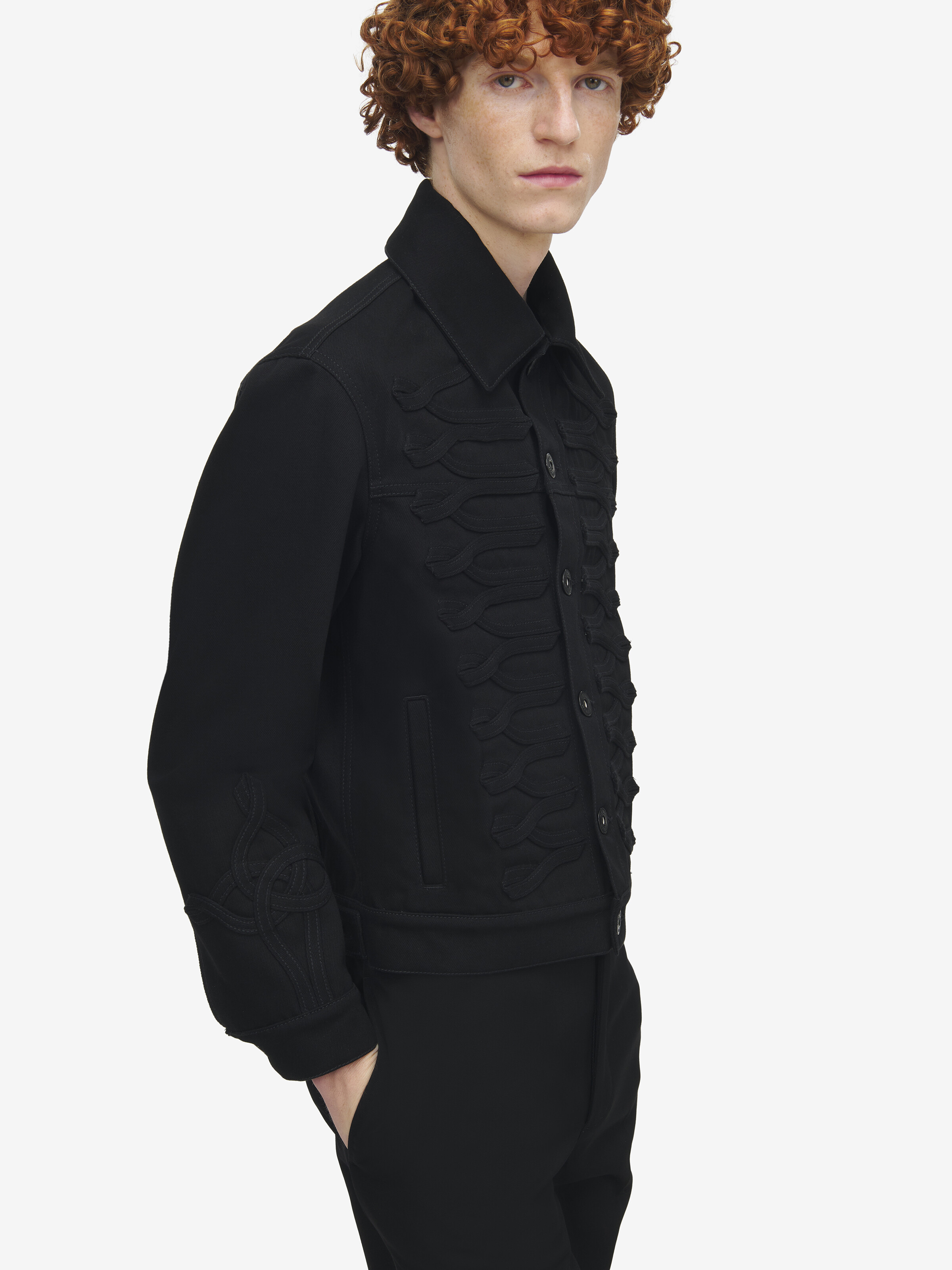 盘扣风格细节牛仔夹克 in 100% 棉 | Alexander McQueen - image 5