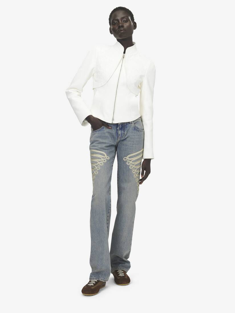 Floral Embroidery Leather Jacket | Alexander McQueen - image 2