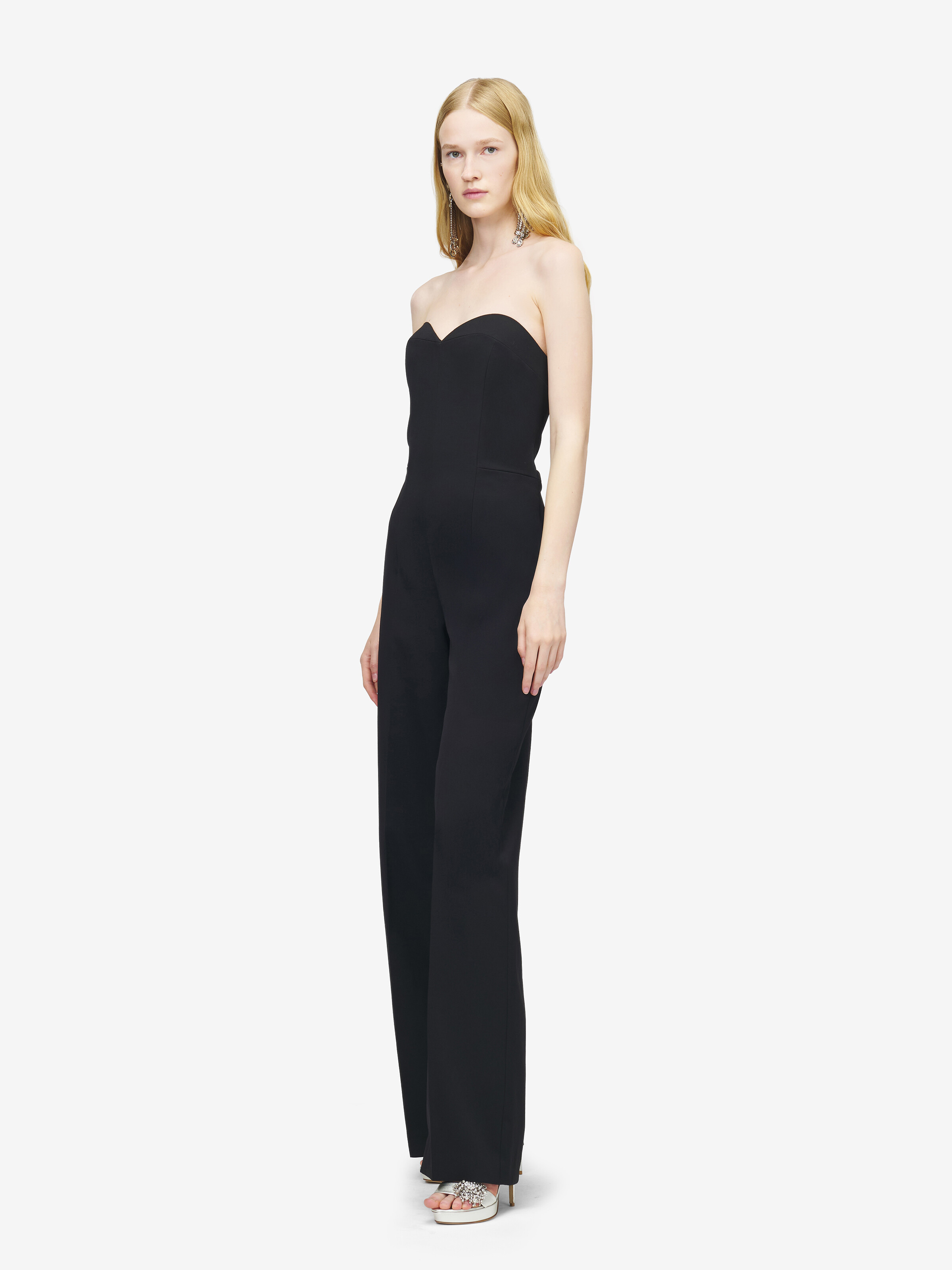 Women's Corset Jumpsuit in Black in 100% Wool | Alexander McQueen - image 3