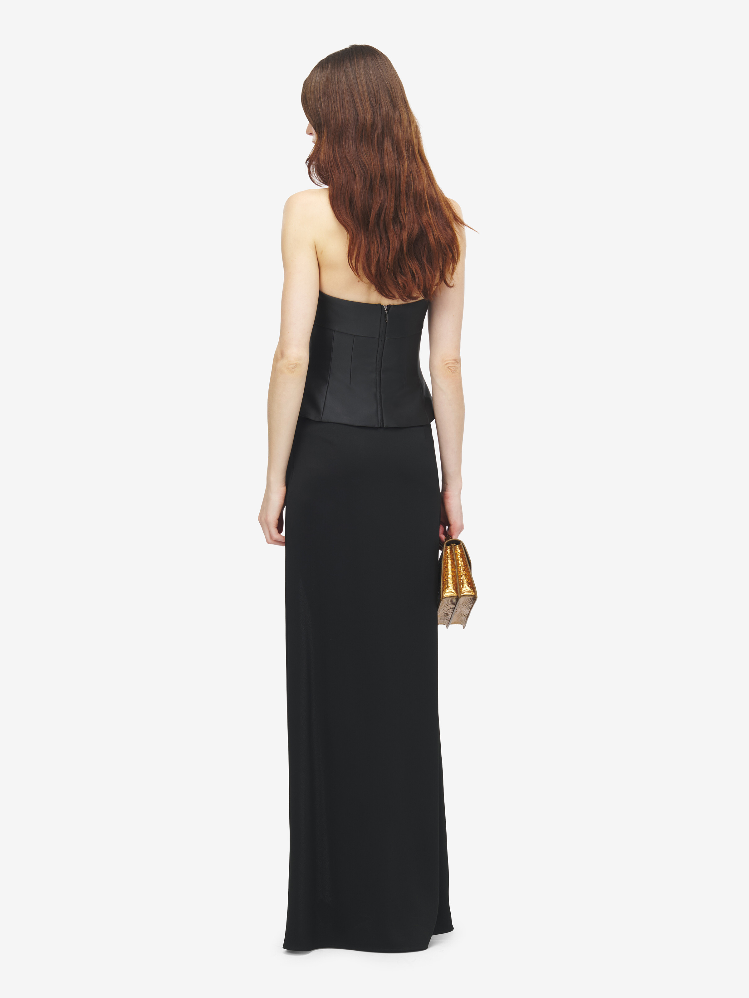 Women's Cut-Out Corset Top in Black in Fabric: 77% Polyester -  23% Silk -  Inner Fabric: 52% Viscose -  48% Acetate -  Lining: 74% Acetate -  26% Silk | Alexander McQueen - image 4