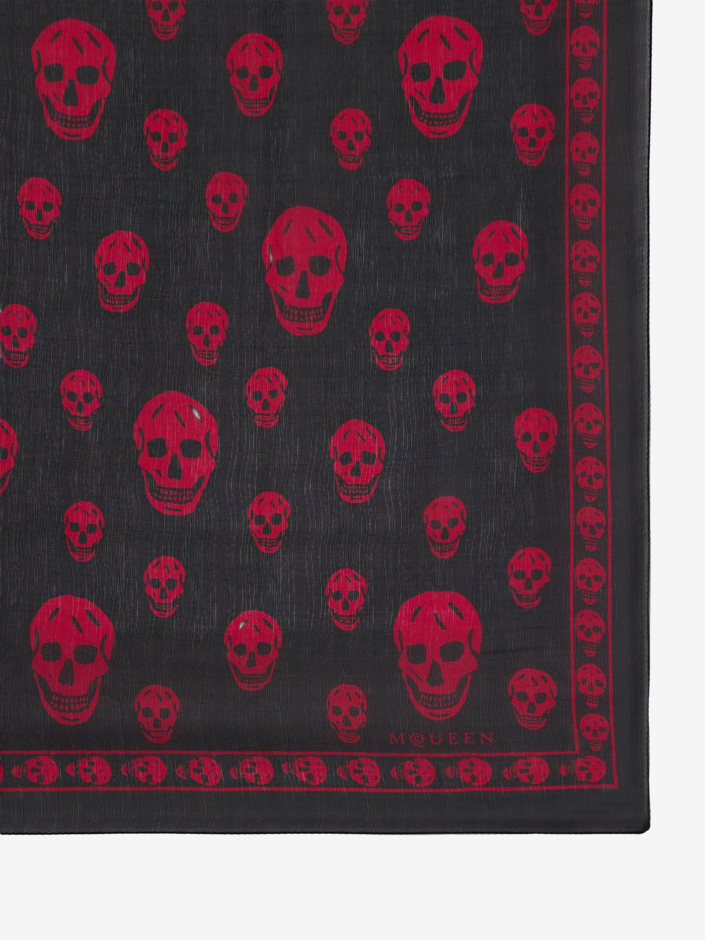 Women's Classic Skull Scarf in Black/Red in 100% Silk | Alexander McQueen - image 2
