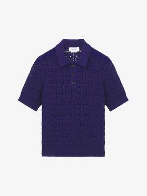 Men's Skull Crochet Polo Shirt in Navy | McQueen CA