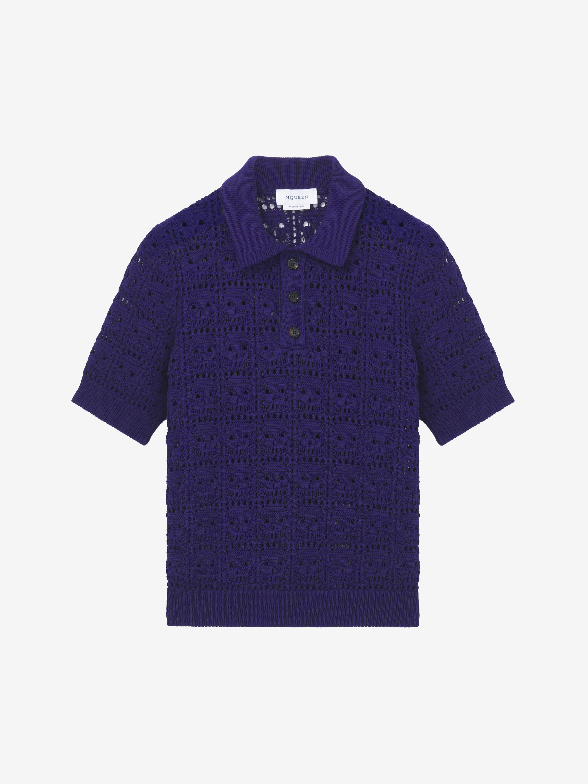 Men's Skull Crochet Polo Shirt in Navy in 100% Cotton | Alexander McQueen - image 1